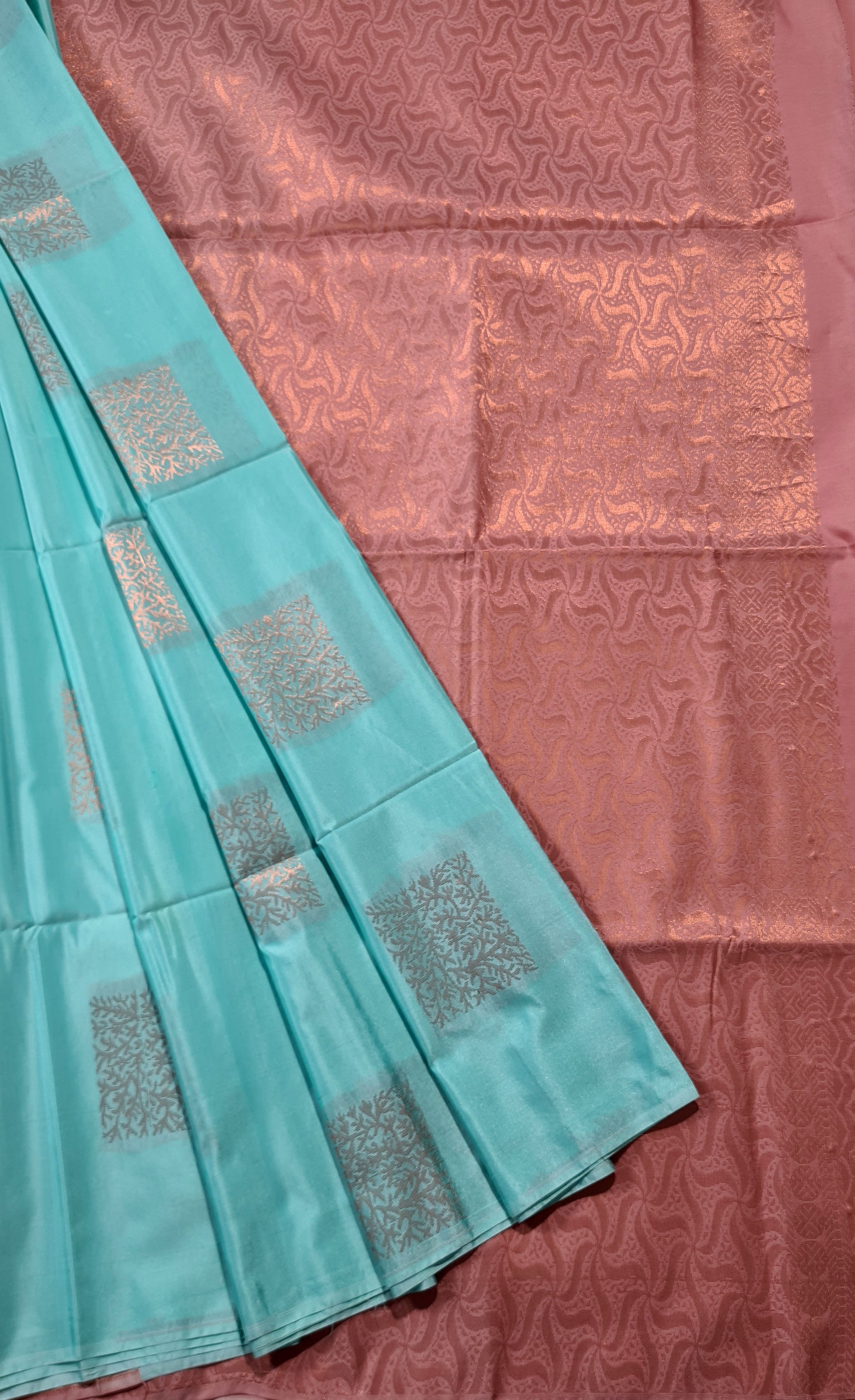 Kanchi Vegan Silk Saree With Contrast Blouse and Rich Jari Pallu