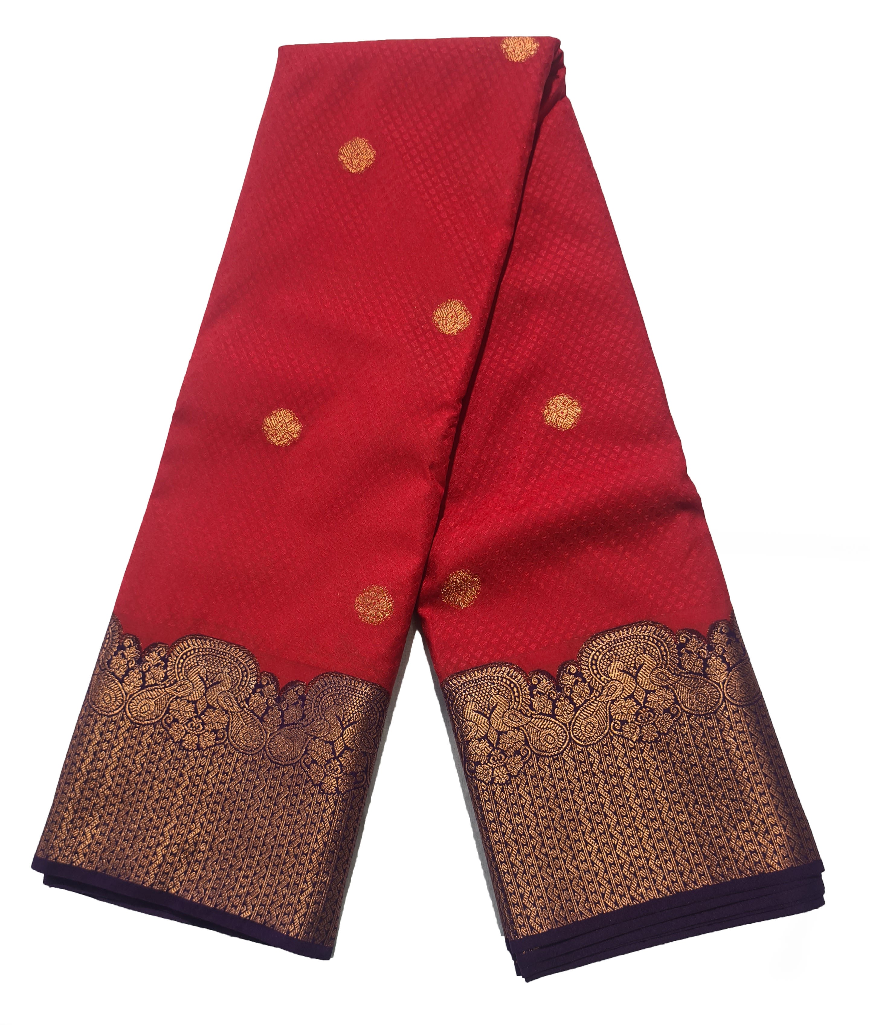 Kanchi Vegan Silk Saree With Contrast Blouse and Rich Jari Pallu