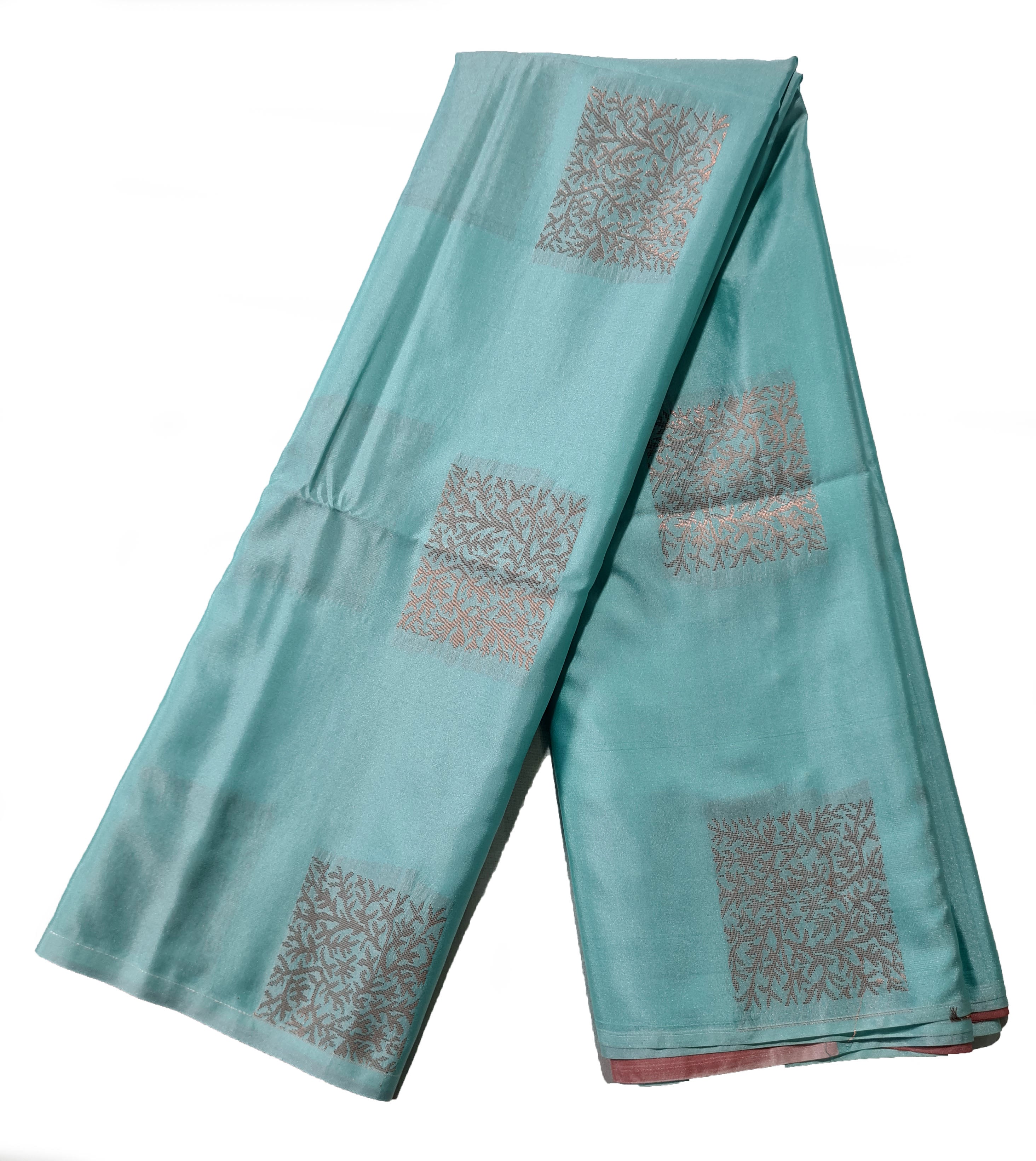 Kanchi Vegan Silk Saree With Contrast Blouse and Rich Jari Pallu