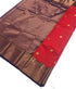 Kanchi Vegan Silk Saree With Contrast Blouse and Rich Jari Pallu