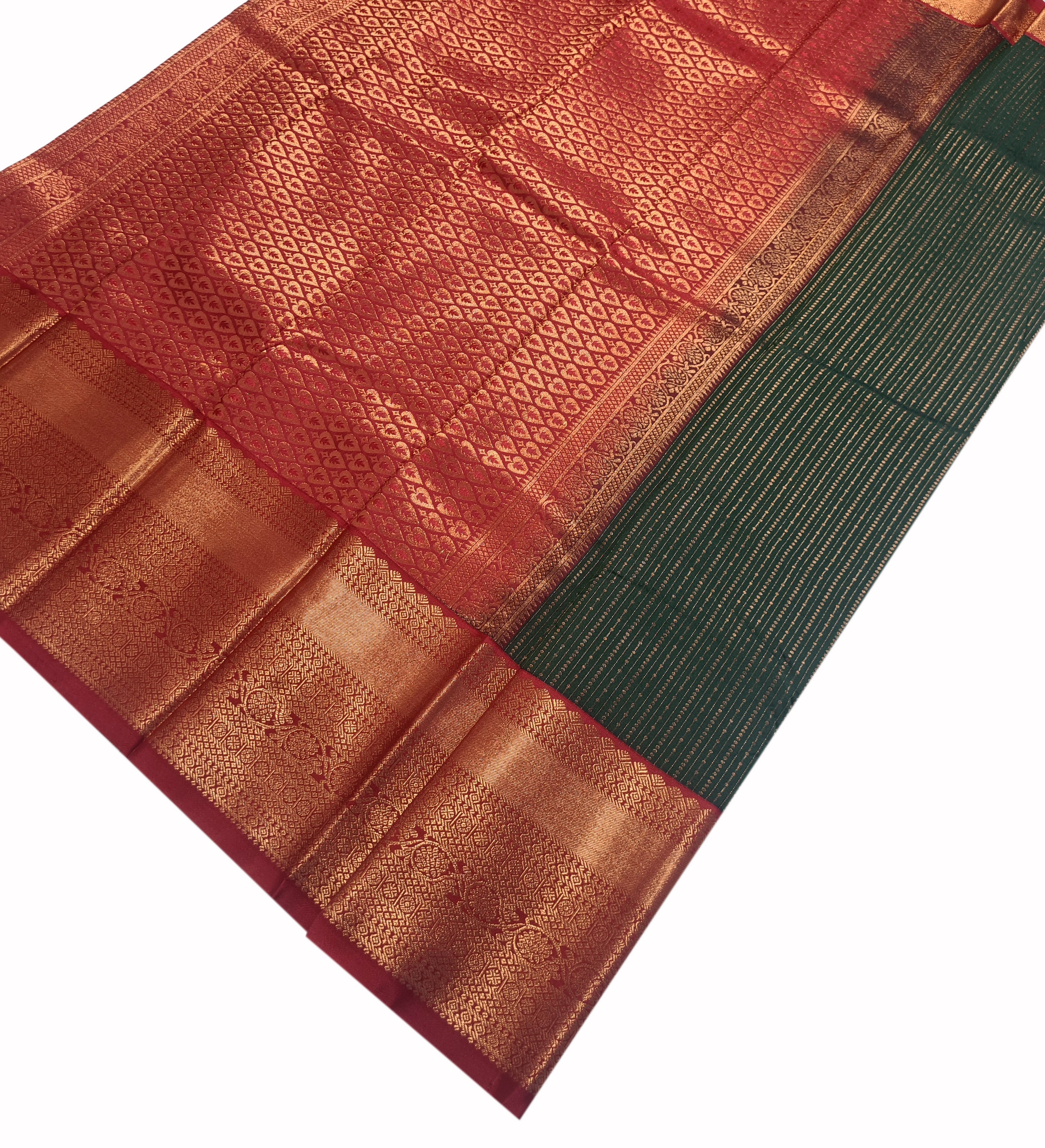 Kanchi Vegan Silk Saree With Contrast Blouse and Rich Jari Pallu