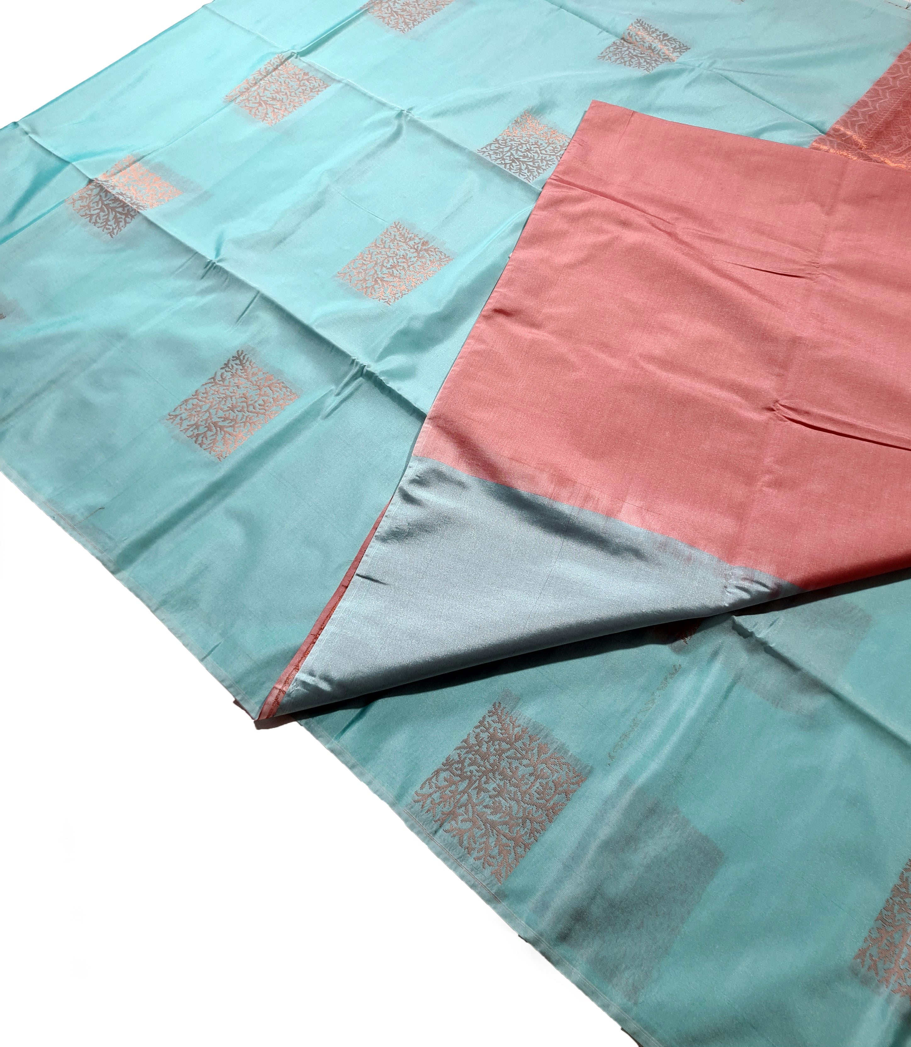 Kanchi Vegan Silk Saree With Contrast Blouse and Rich Jari Pallu