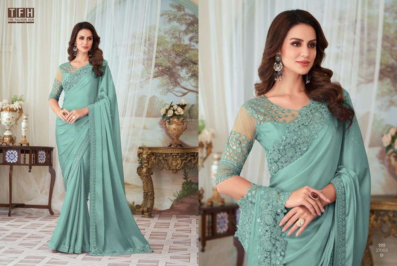TFH Presents Silver Screen 27003 Hit Design Silk Designer Party Wear Sarees Collection