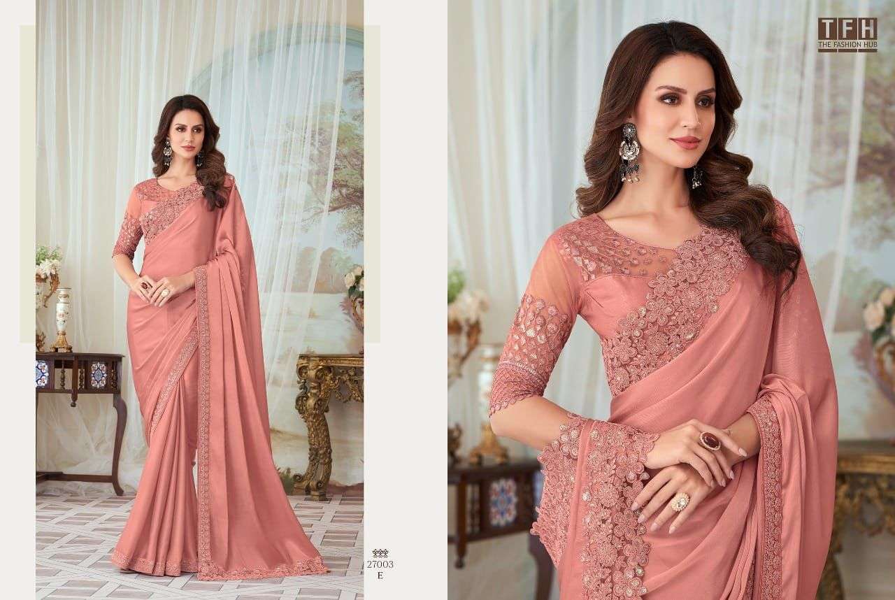 TFH Presents Silver Screen 27003 Hit Design Silk Designer Party Wear Sarees Collection