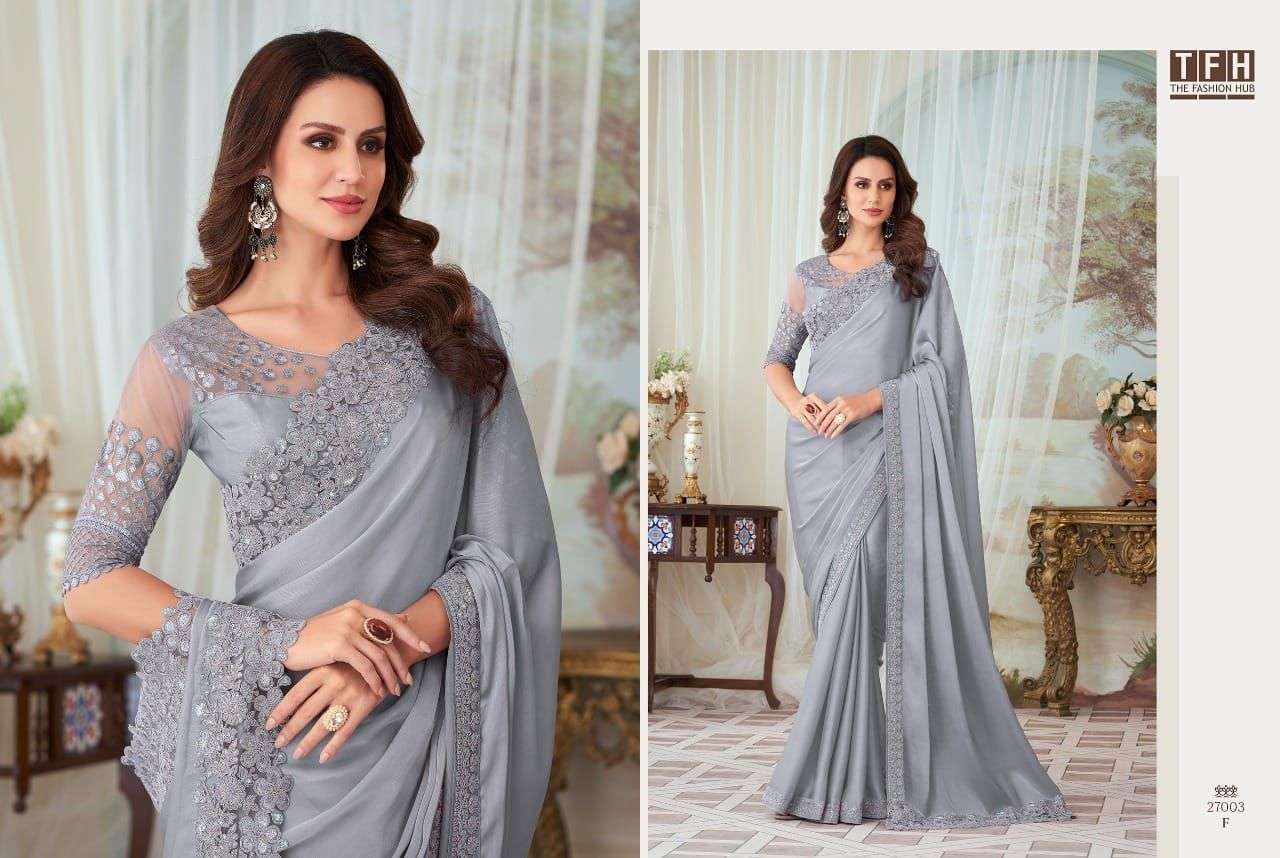 TFH Presents Silver Screen 27003 Hit Design Silk Designer Party Wear Sarees Collection