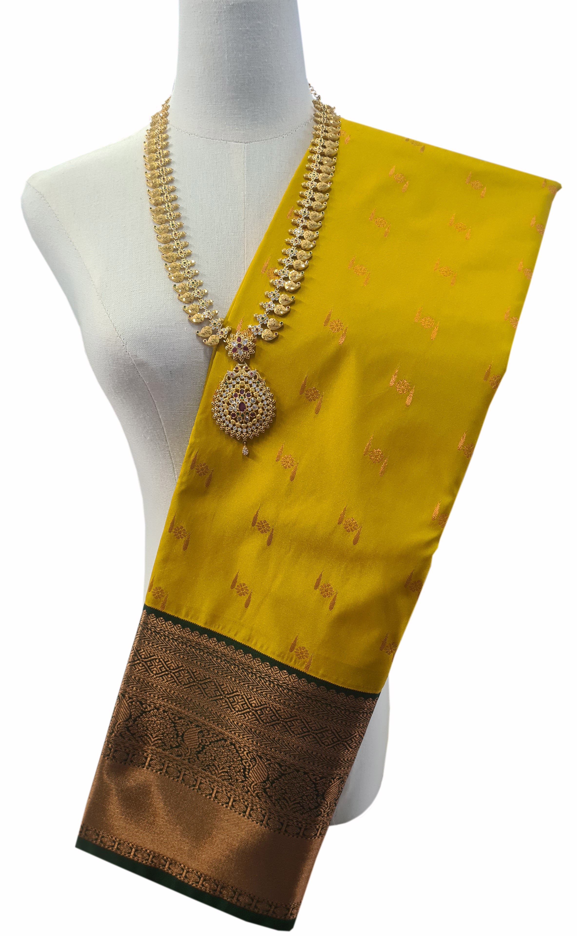 Kanchi Vegan Silk Saree With Contrast Blouse and Rich Jari Pallu