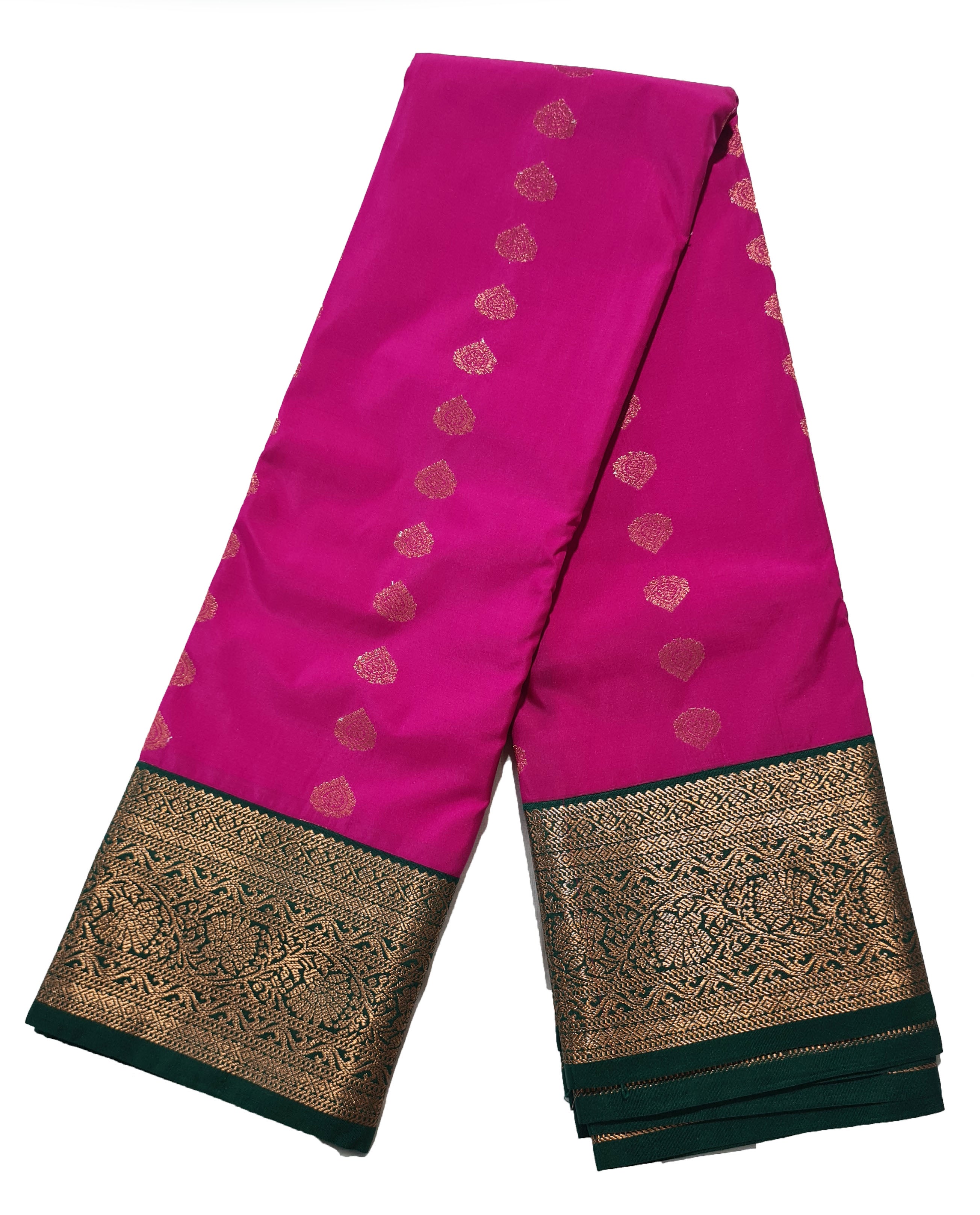 Kanchi Vegan Silk Saree With Contrast Blouse and Rich Jari Pallu