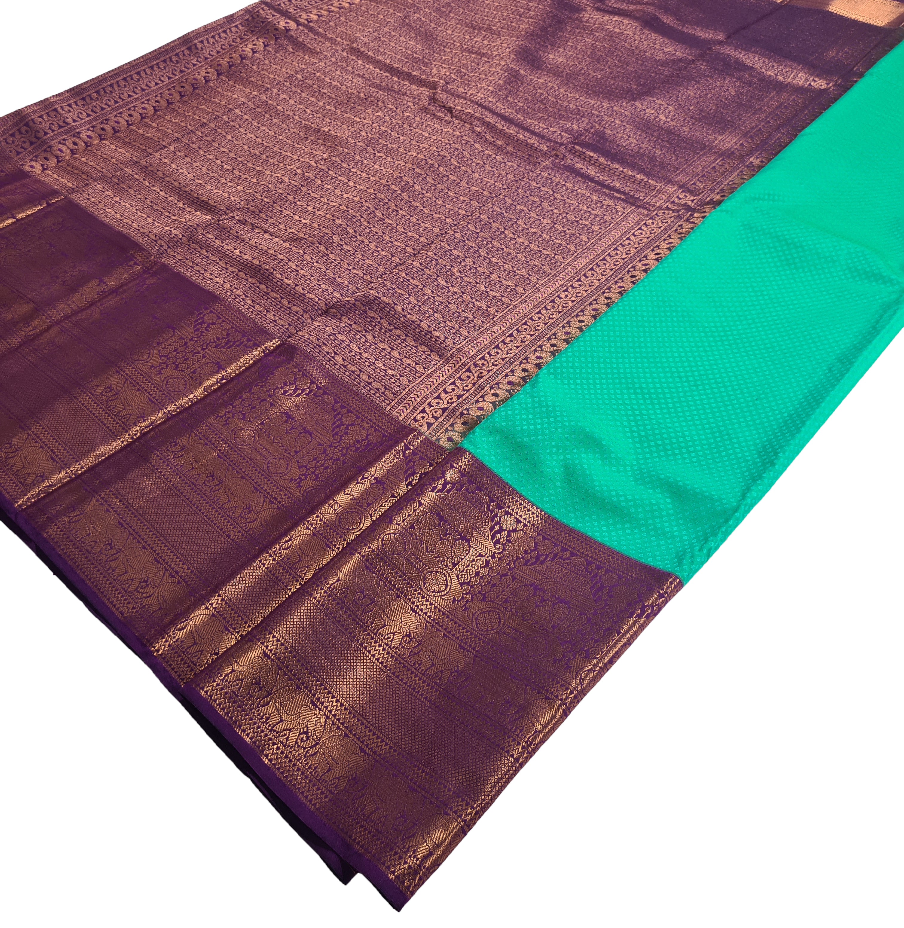 Kanchi Vegan Silk Saree With Contrast Blouse and Rich Jari Pallu