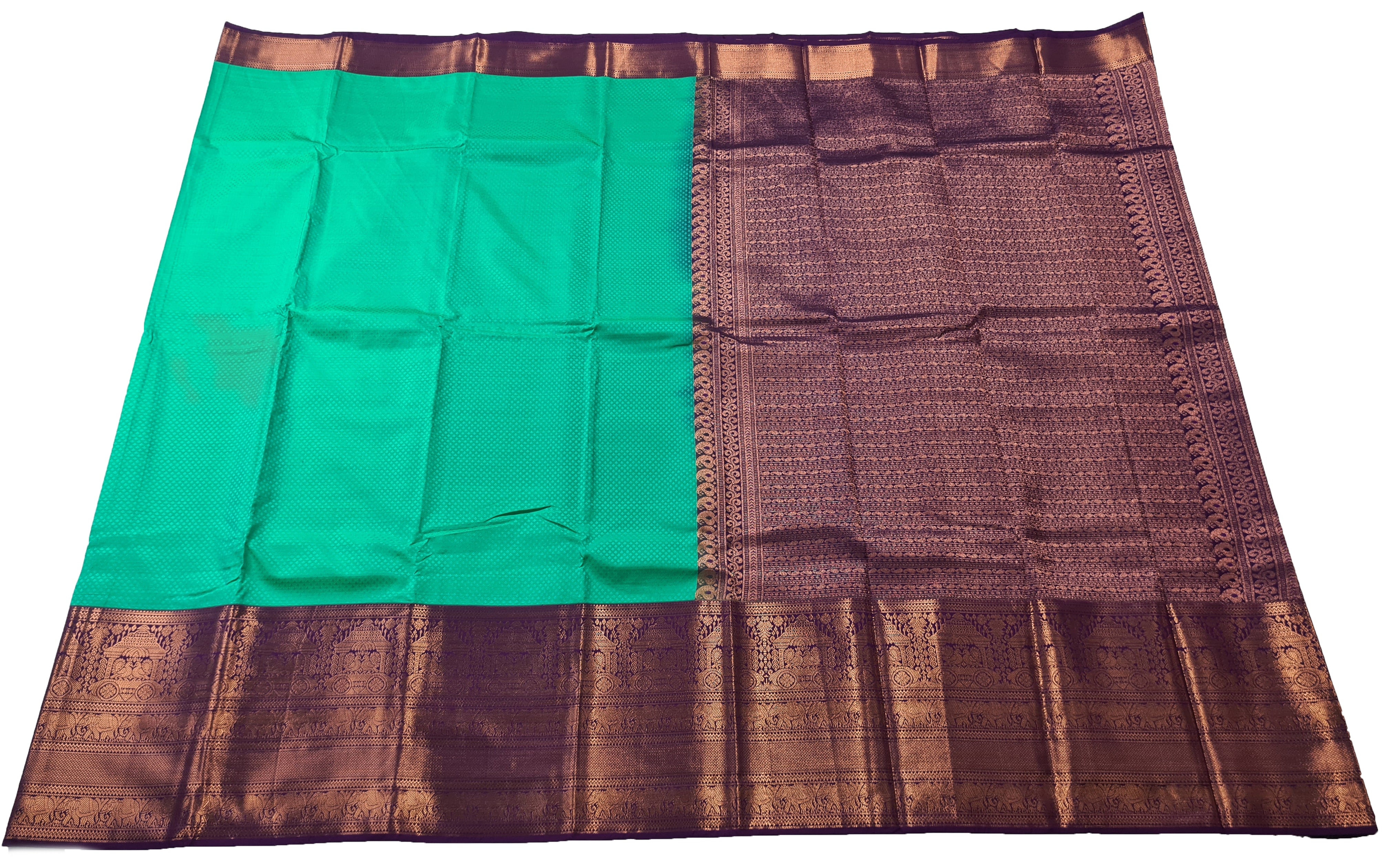Kanchi Vegan Silk Saree With Contrast Blouse and Rich Jari Pallu