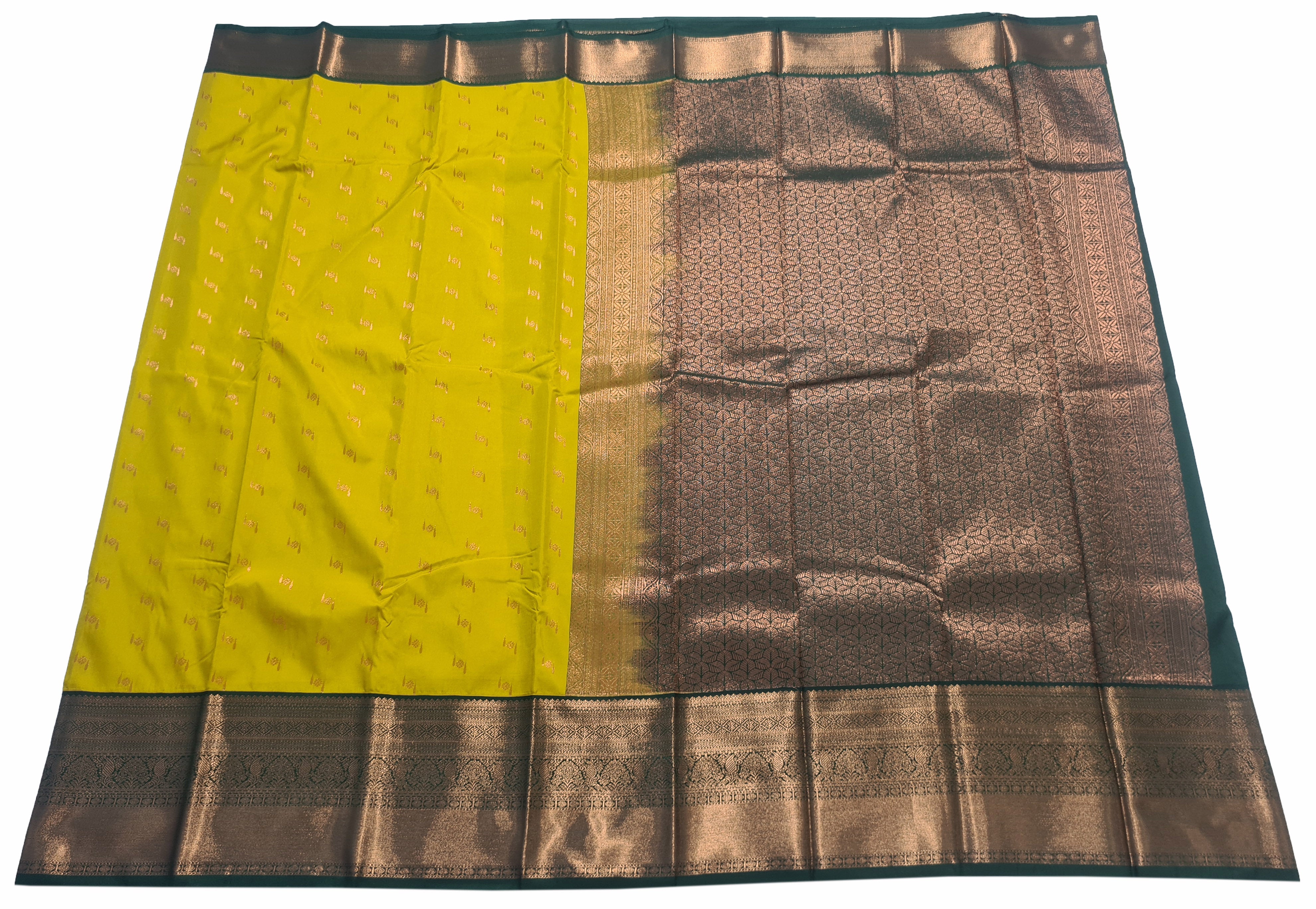 Kanchi Vegan Silk Saree With Contrast Blouse and Rich Jari Pallu
