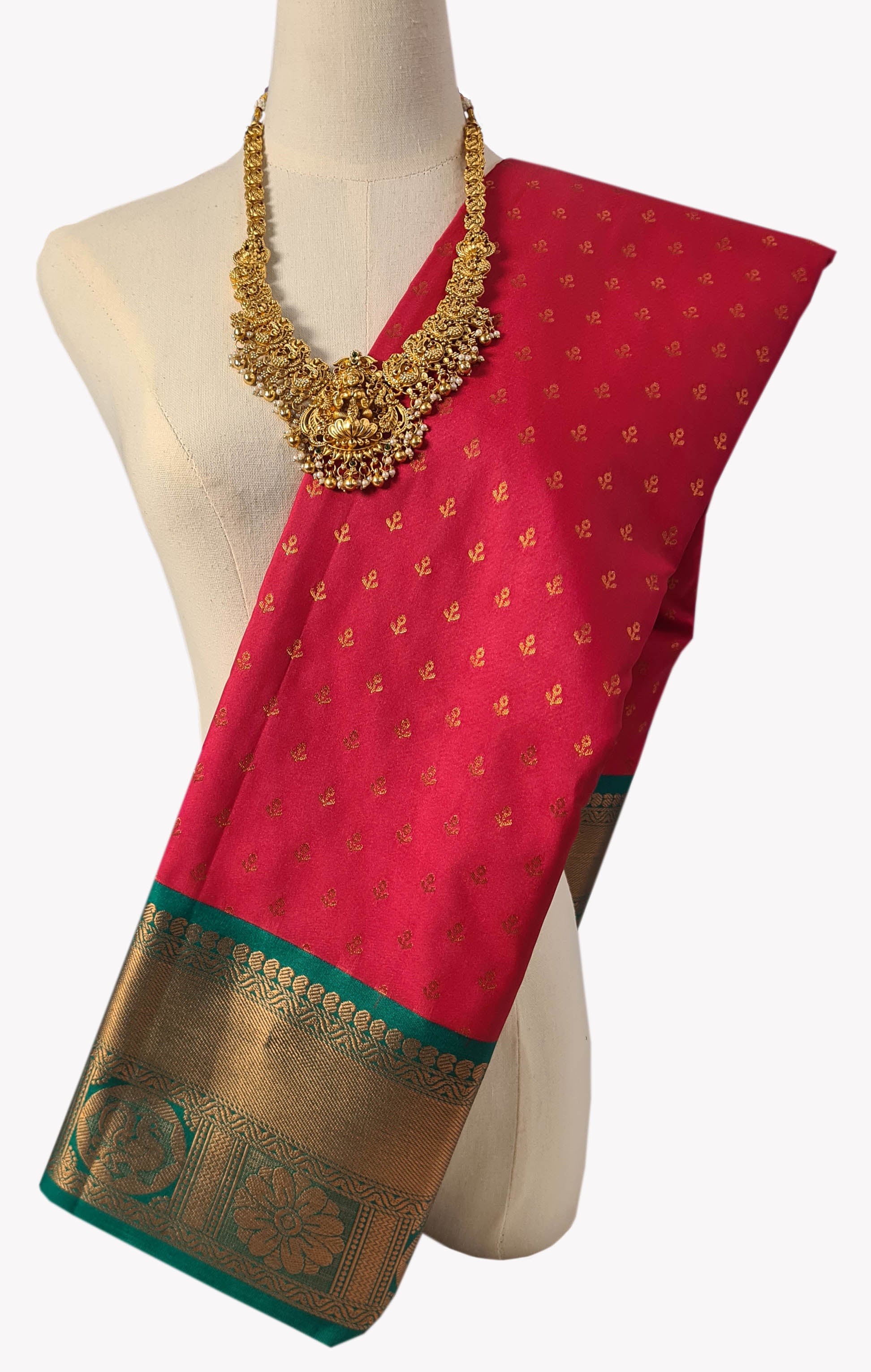 Kanchi Vegan Silk Saree With Contrast Blouse and Rich Jari Pallu