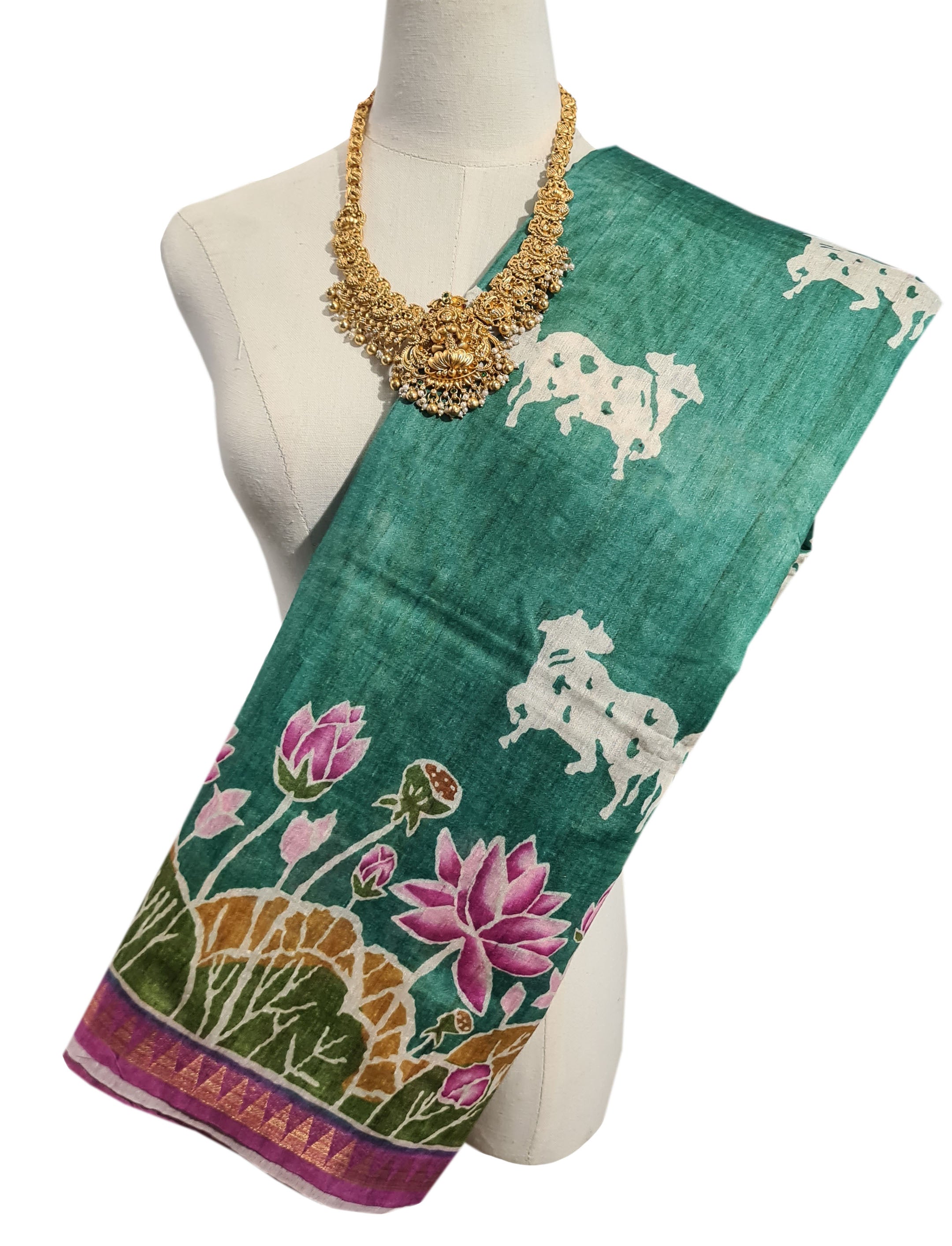 Semi tussar Antic Design Sarees