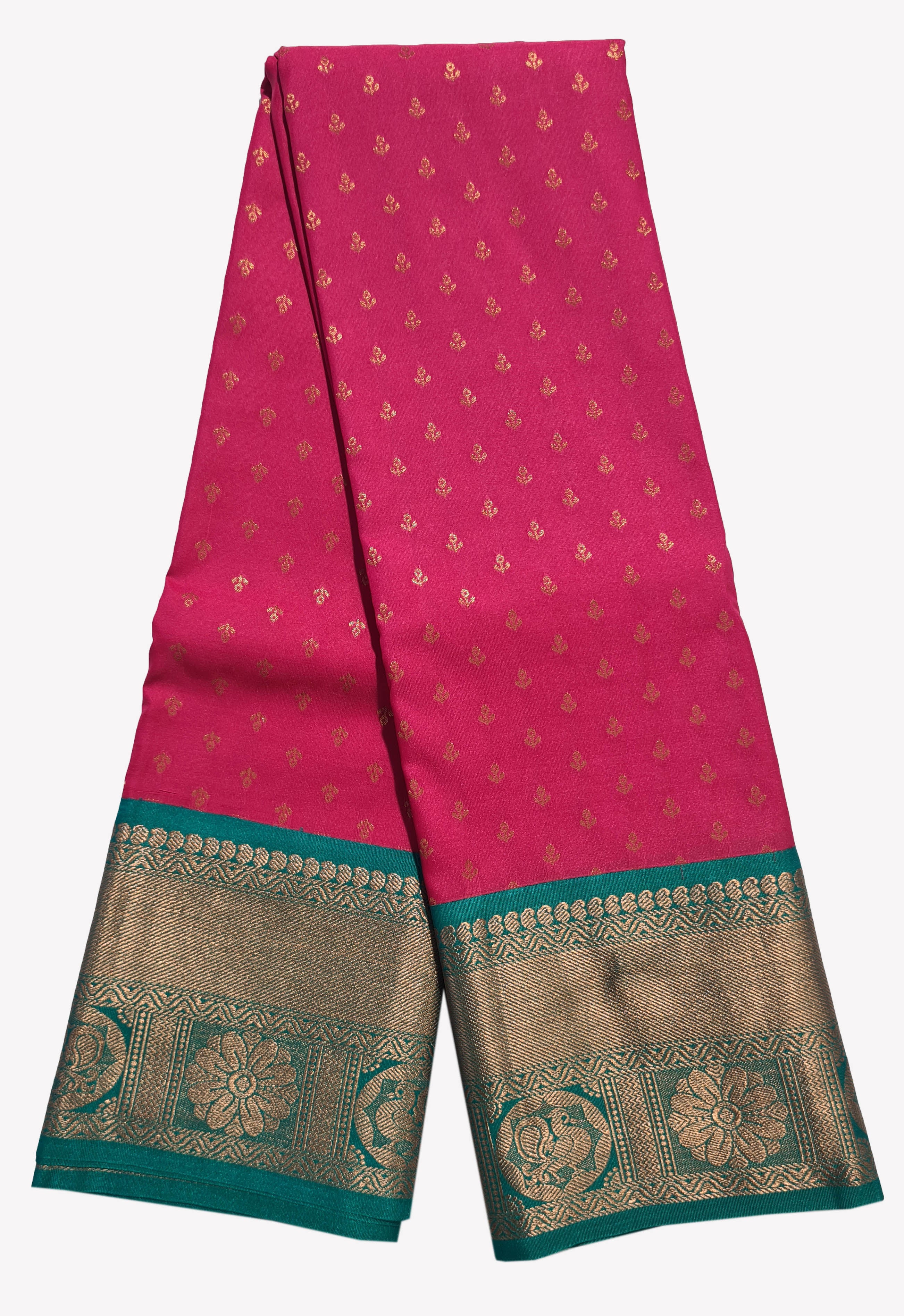 Kanchi Vegan Silk Saree With Contrast Blouse and Rich Jari Pallu