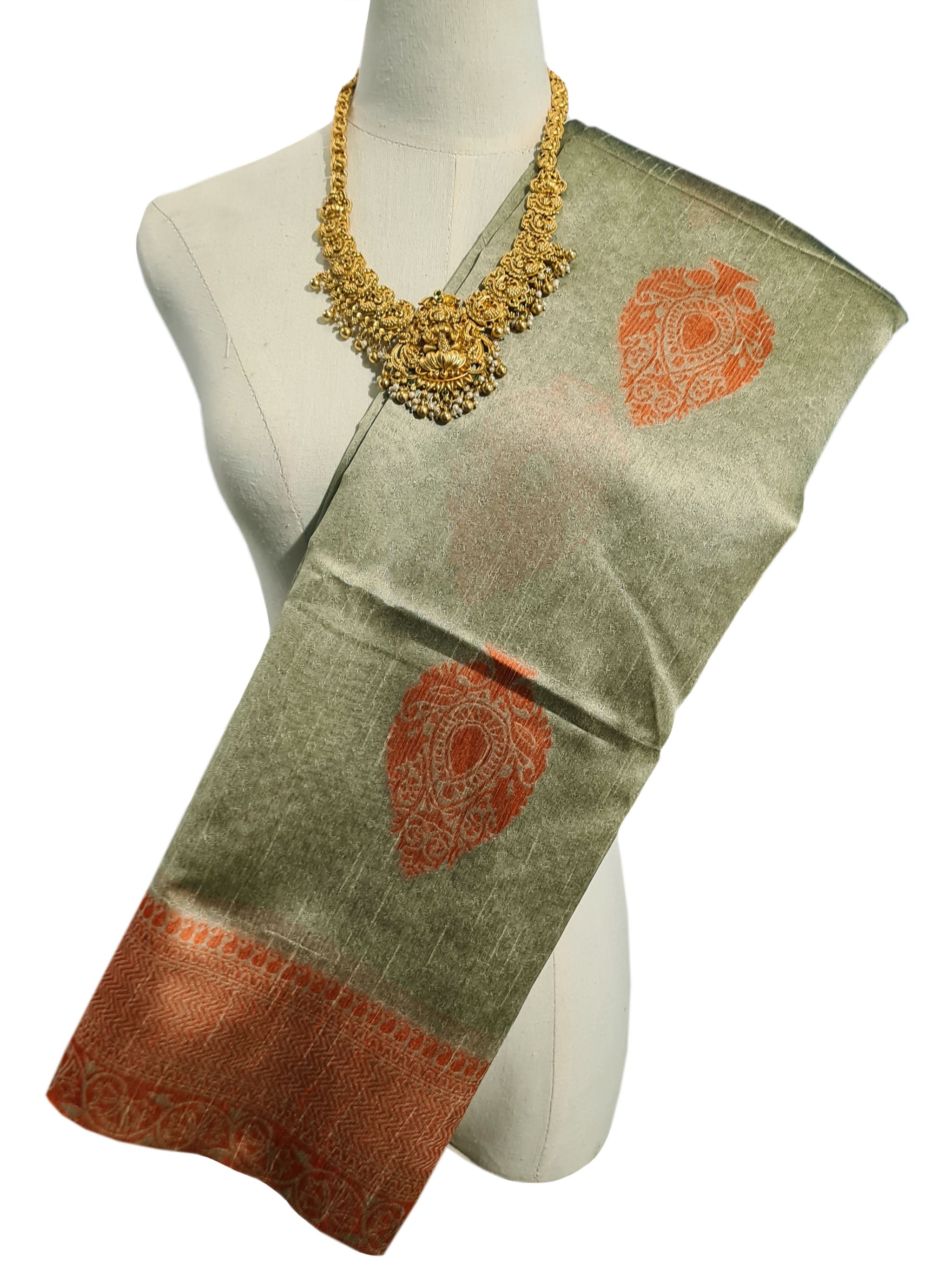 Semi Tussar Antic Design Sarees