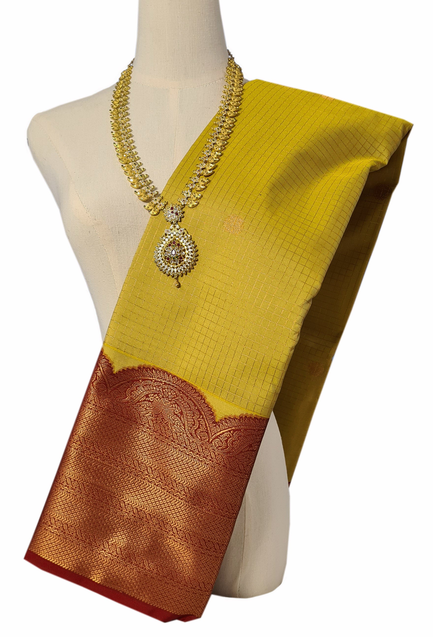Kanchi Vegan Silk Saree With Contrast Blouse and Rich Jari Pallu