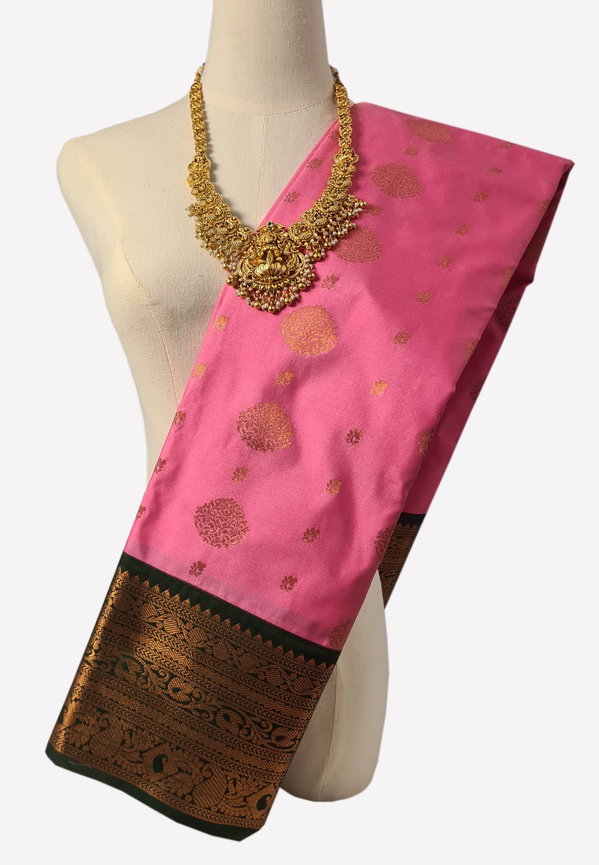 Kanchi Vegan Silk Saree With Contrast Blouse and Rich Jari Pallu