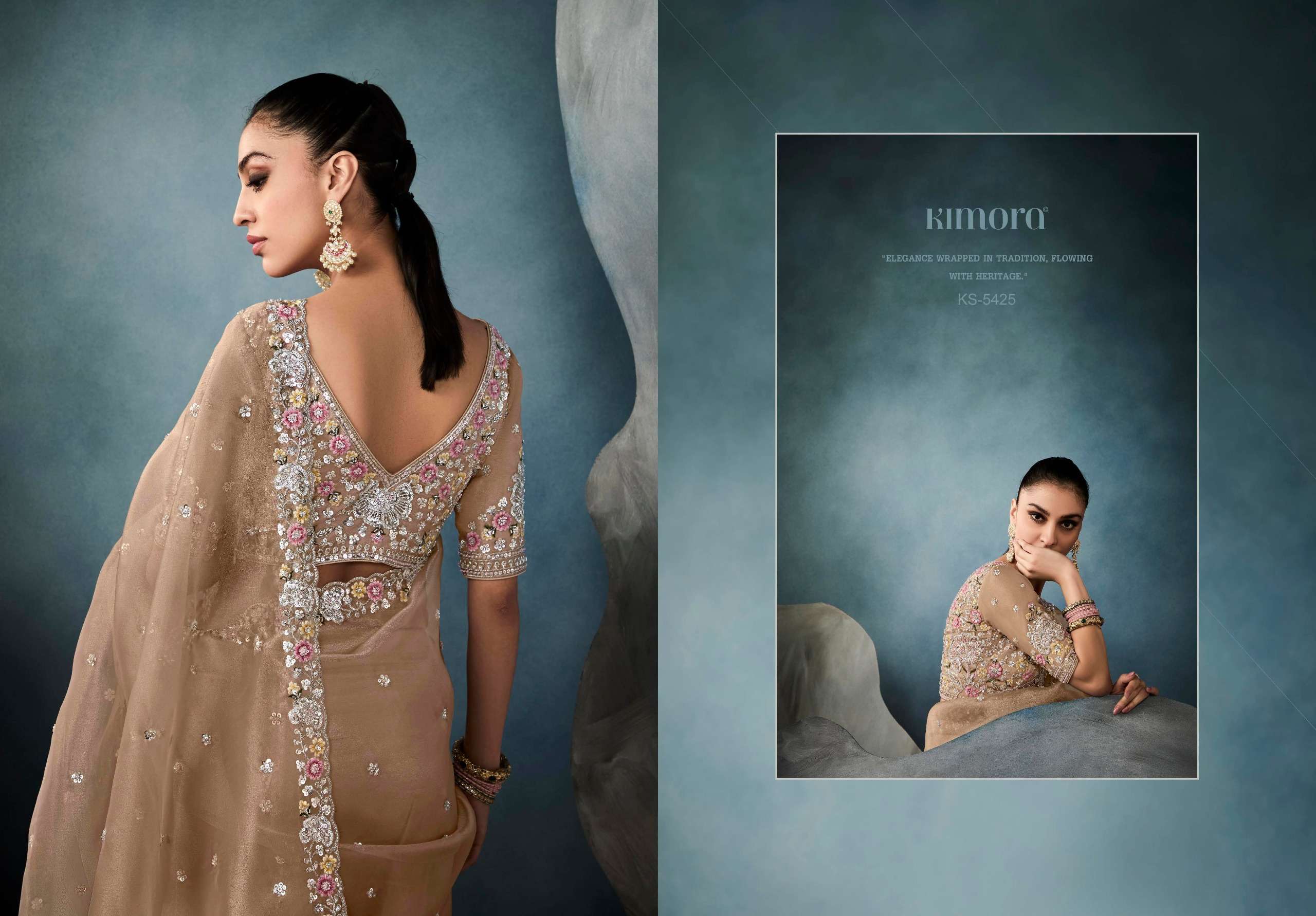 Kimora Presents Iconic New Party Wear Fancy Fabrics Sarees Collections