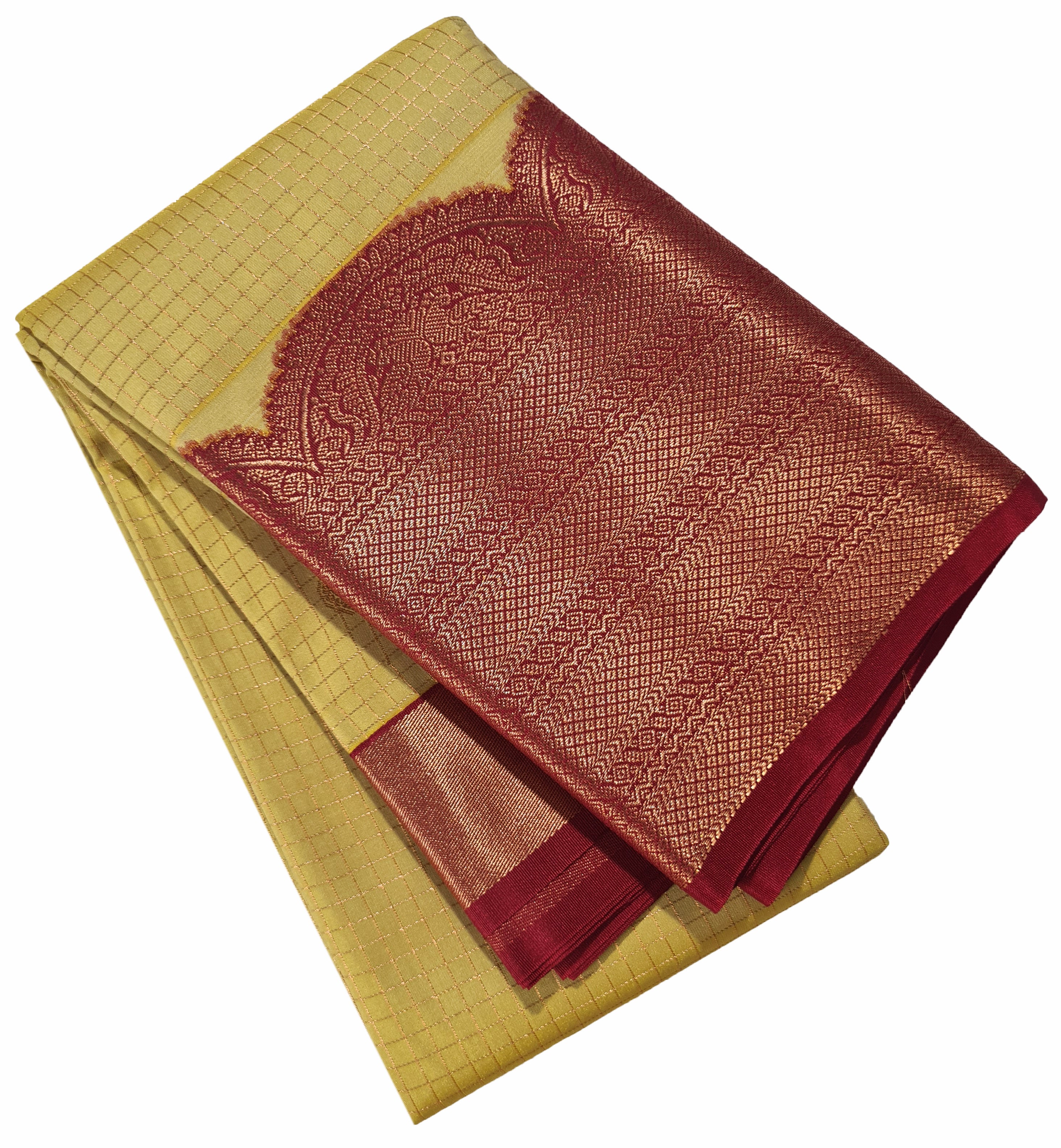 Kanchi Vegan Silk Saree With Contrast Blouse and Rich Jari Pallu