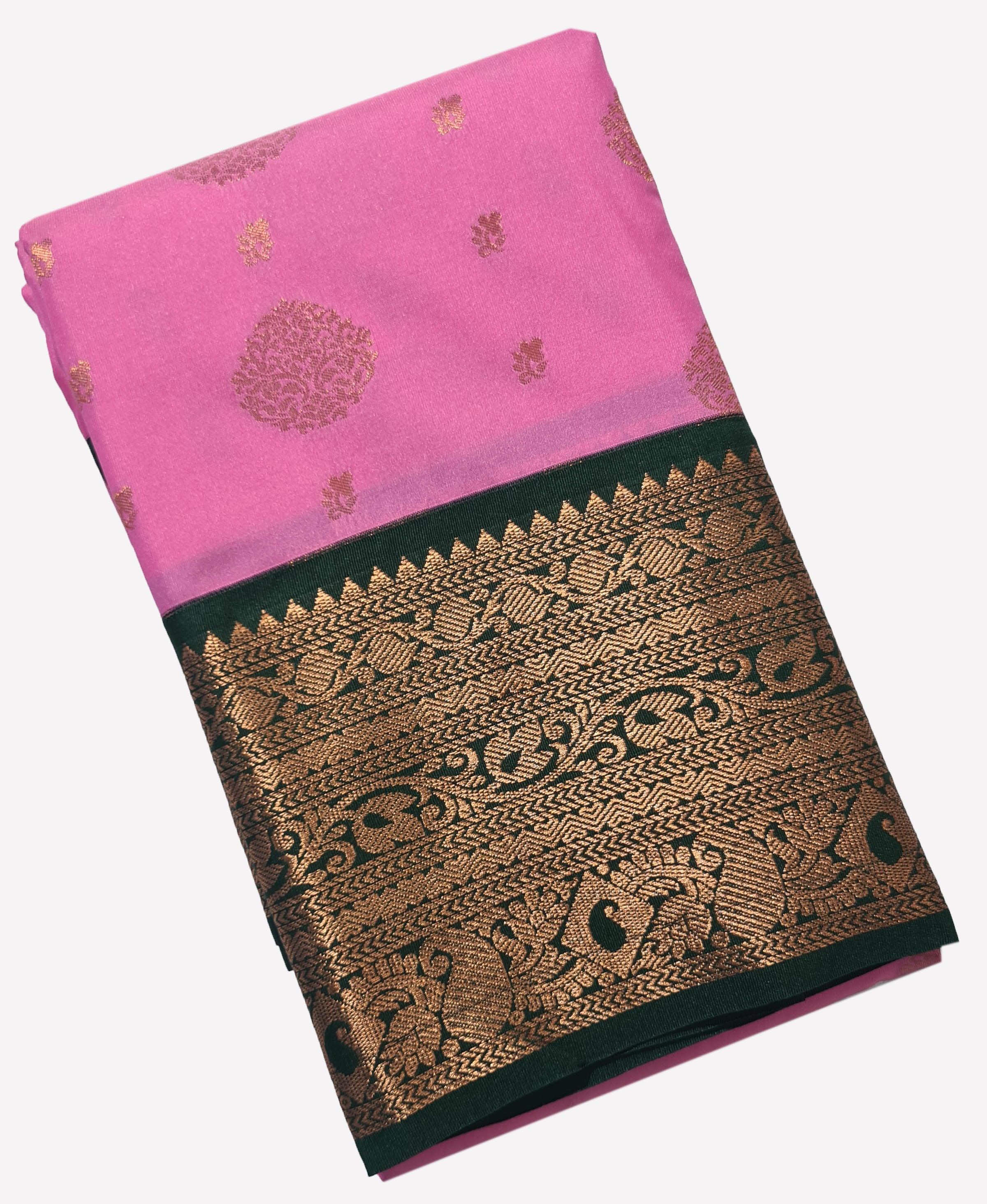 Kanchi Vegan Silk Saree With Contrast Blouse and Rich Jari Pallu