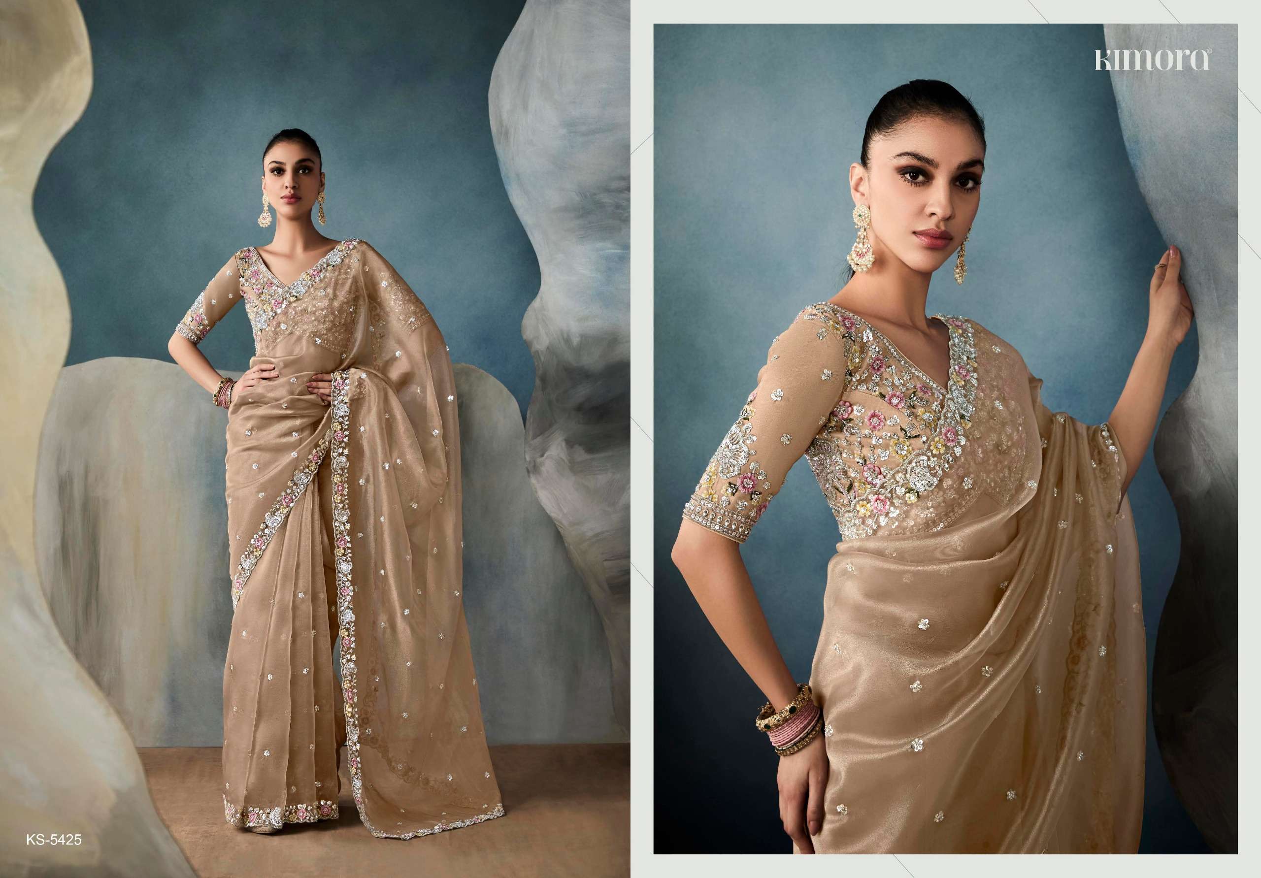 Kimora Presents Iconic New Party Wear Fancy Fabrics Sarees Collections
