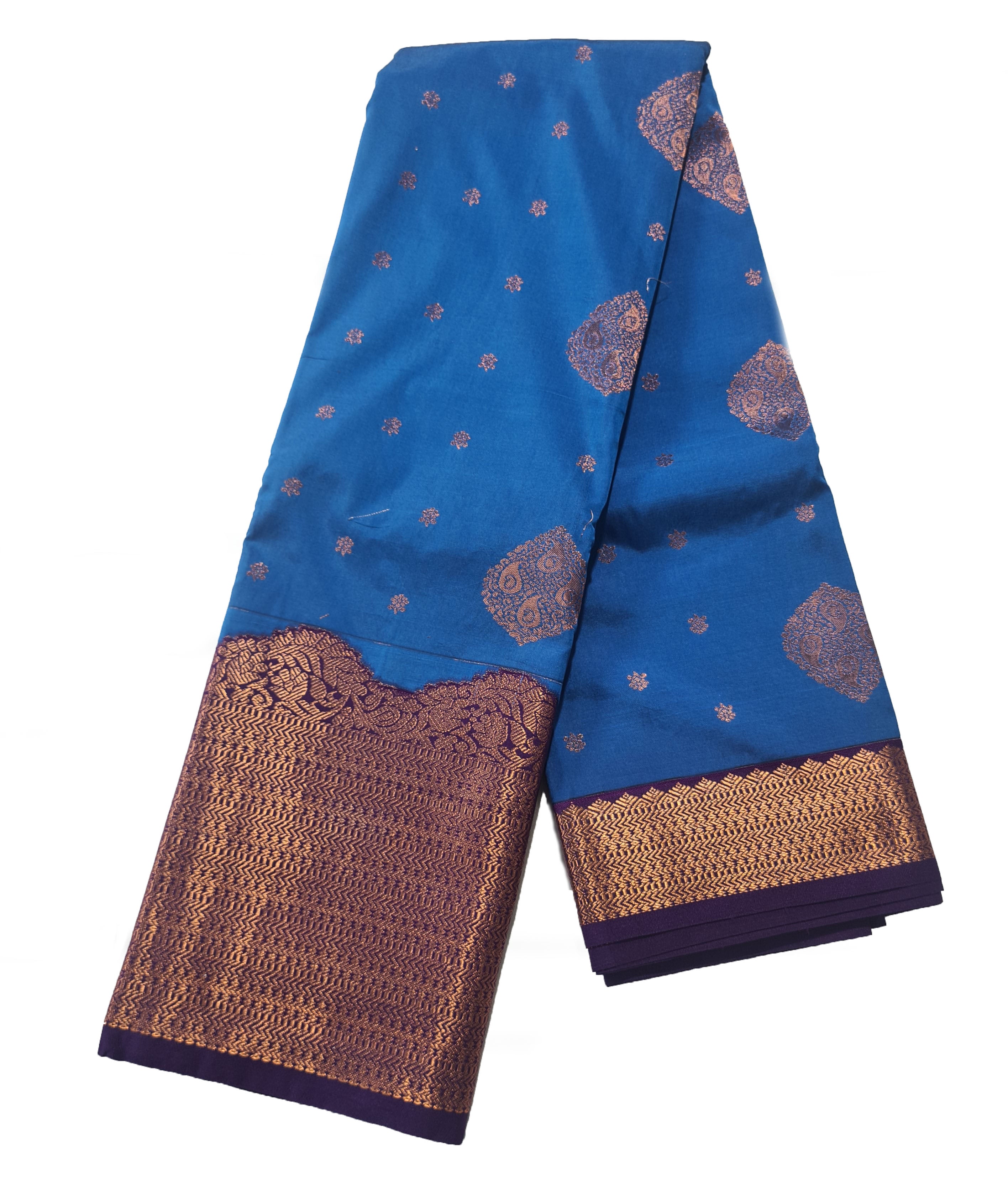 Kanchi Vegan Silk Saree With Contrast Blouse and Rich Jari Pallu