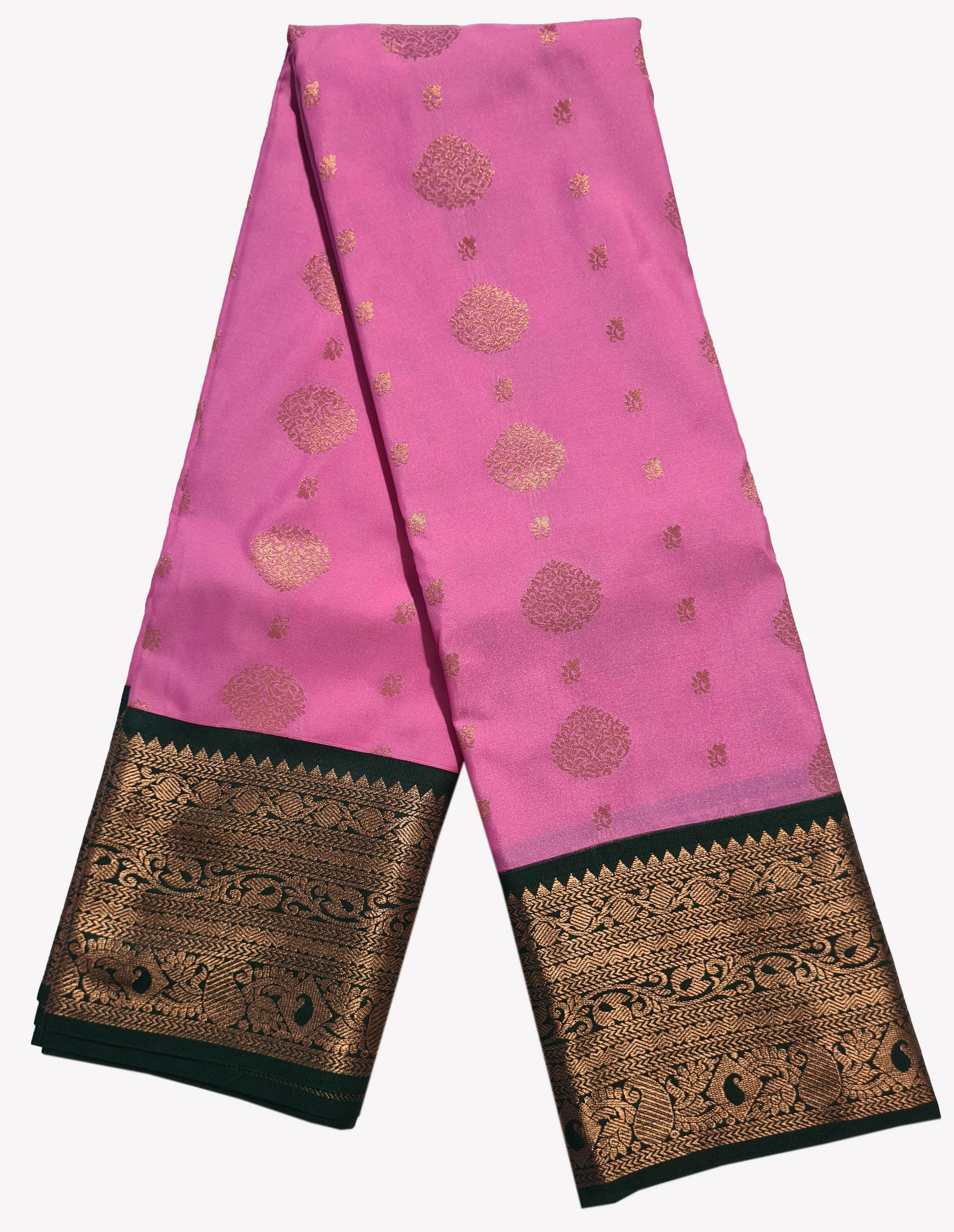 Kanchi Vegan Silk Saree With Contrast Blouse and Rich Jari Pallu