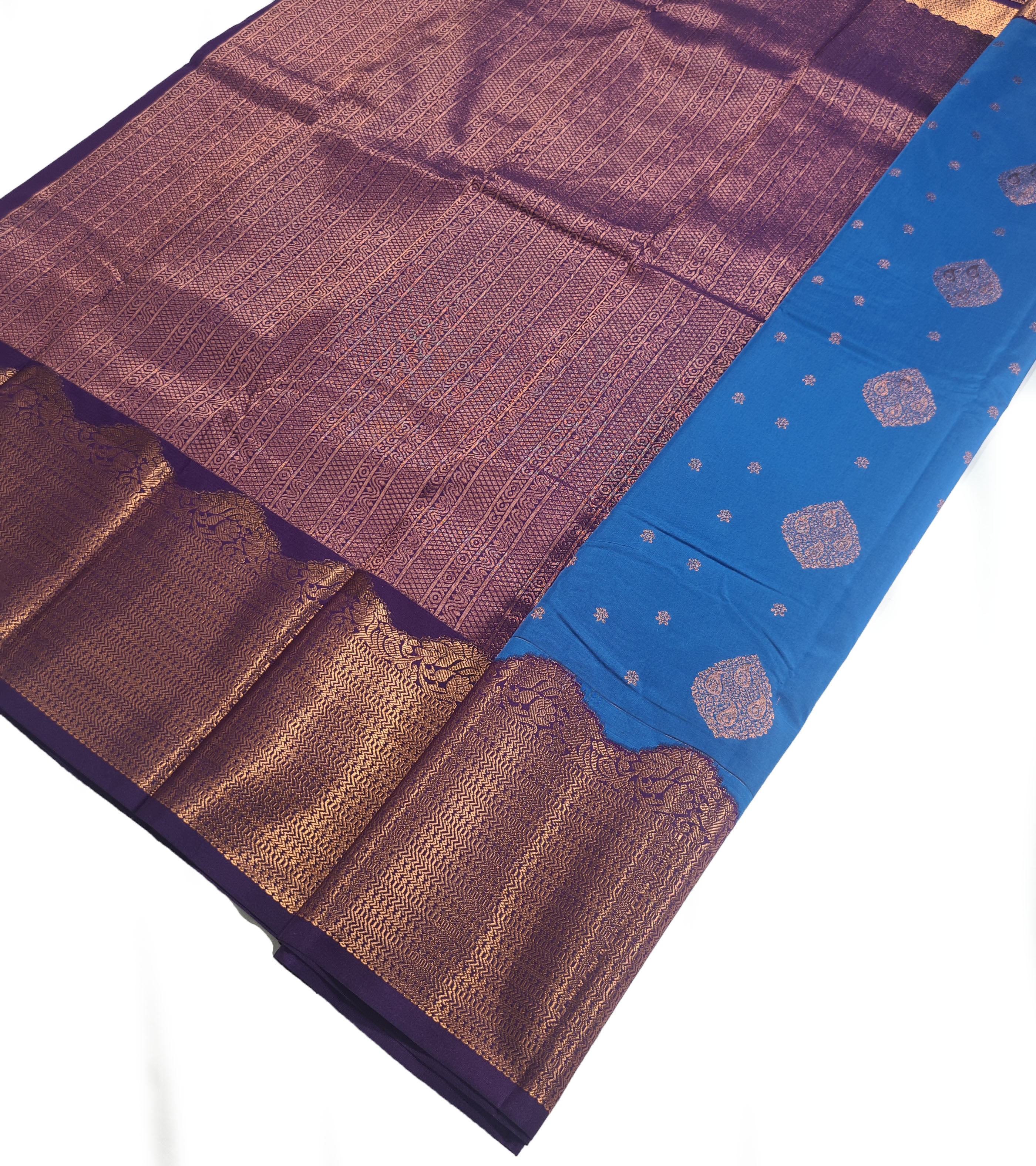 Kanchi Vegan Silk Saree With Contrast Blouse and Rich Jari Pallu