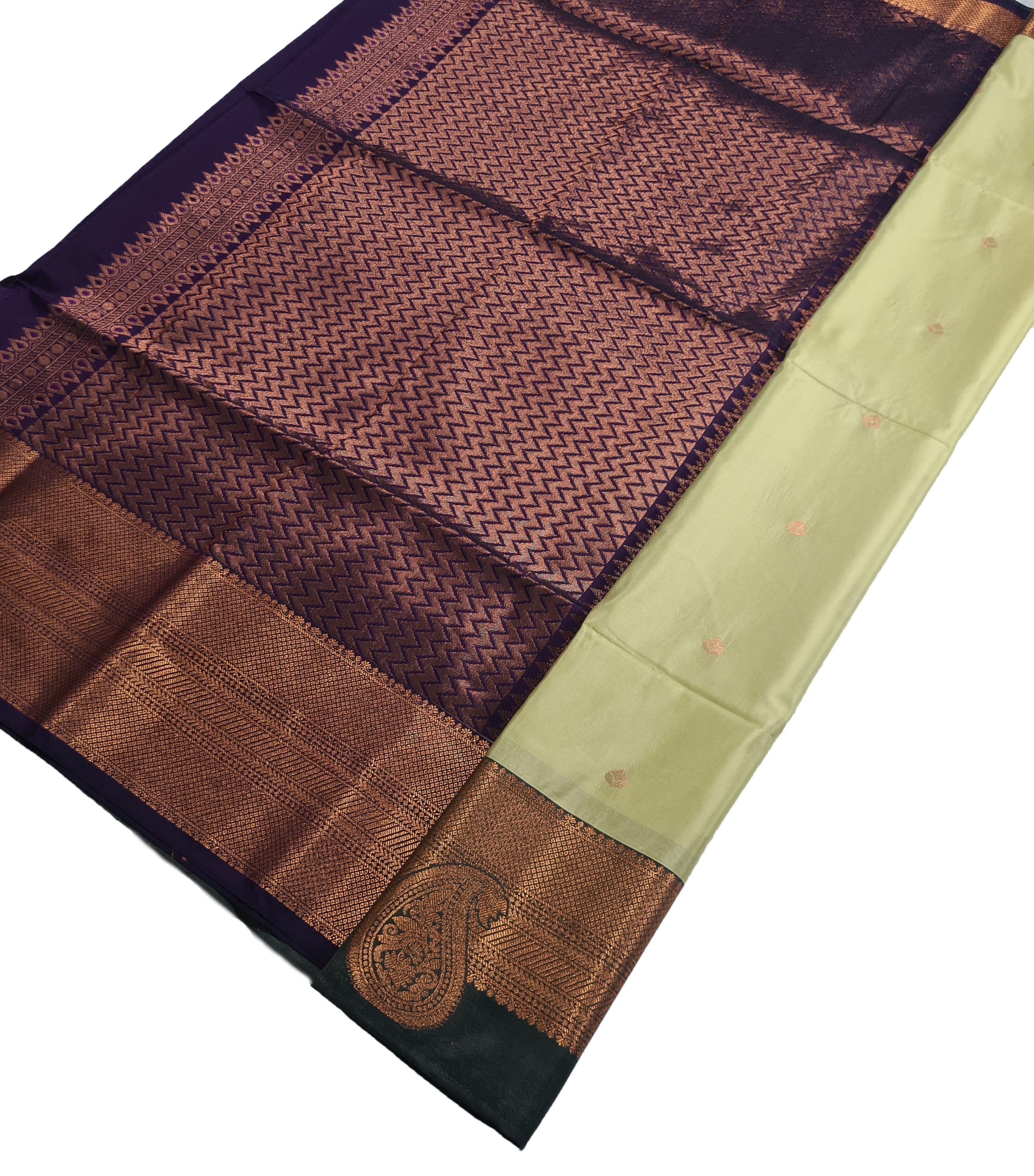 Kanchi Vegan Silk Saree With Contrast Blouse and Rich Jari Pallu