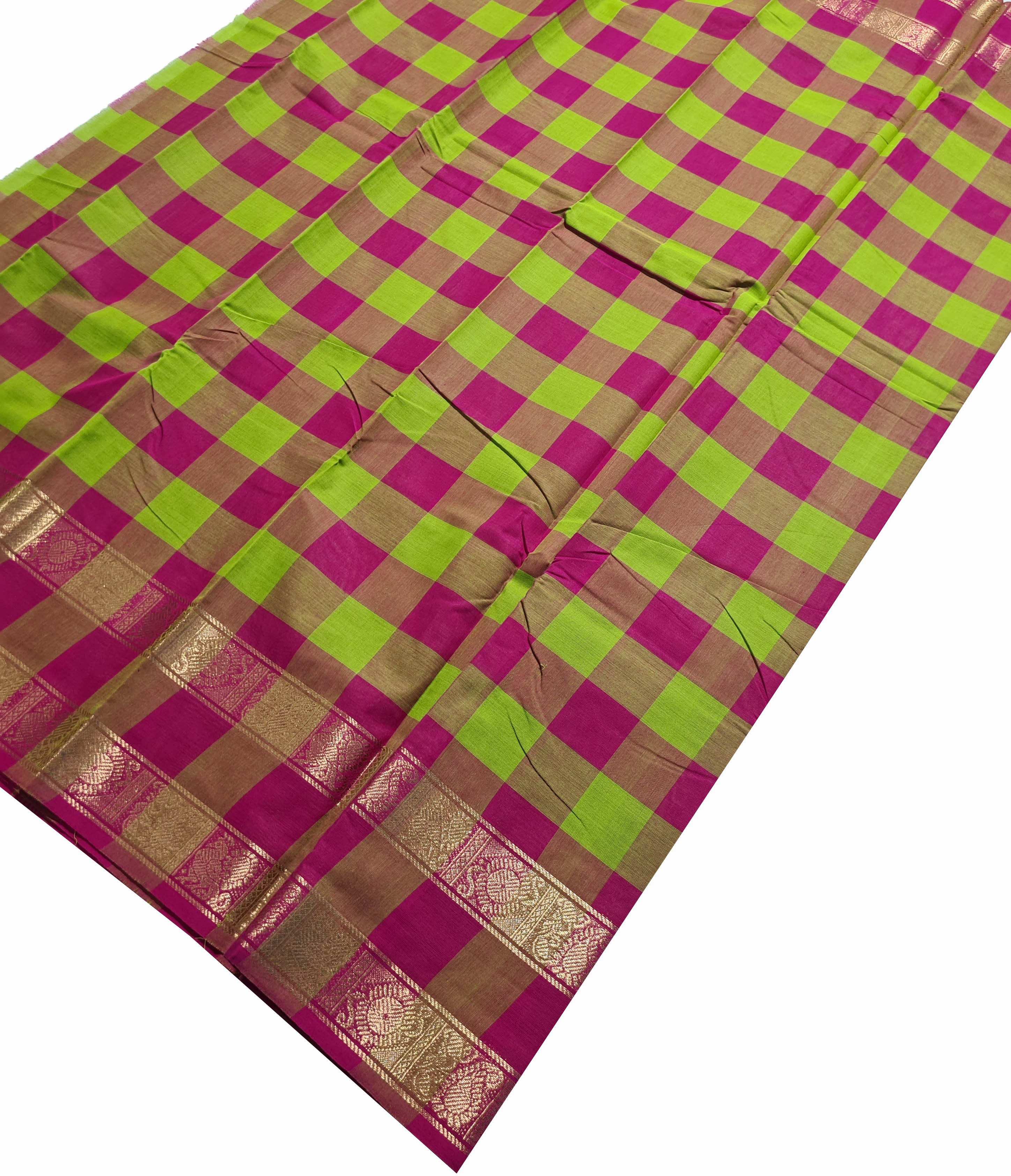 Kanchipuram Pure Cotton Saree With Blouse