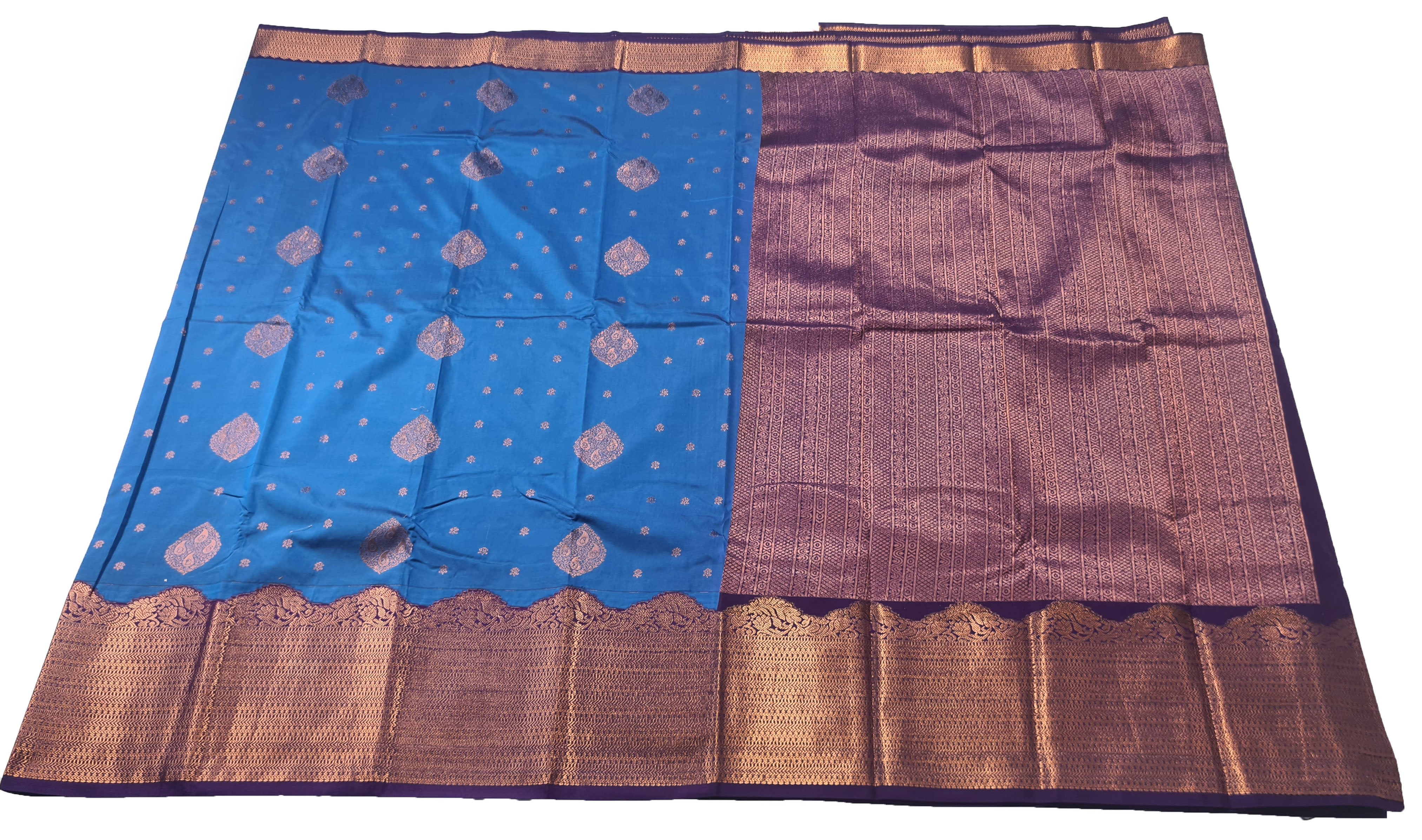 Kanchi Vegan Silk Saree With Contrast Blouse and Rich Jari Pallu