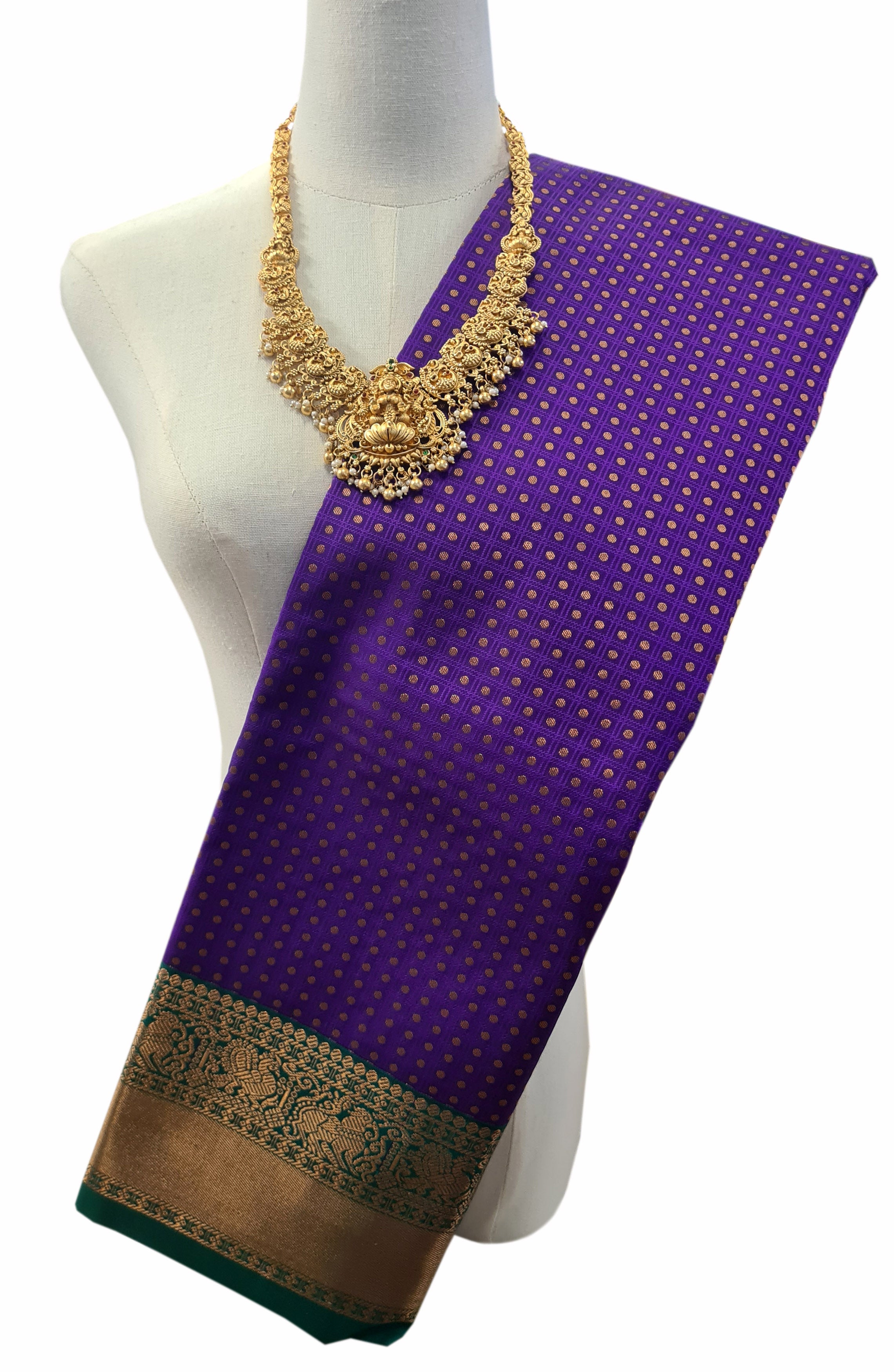Kanchi Vegan Silk Saree With Contrast Blouse and Rich Jari Pallu
