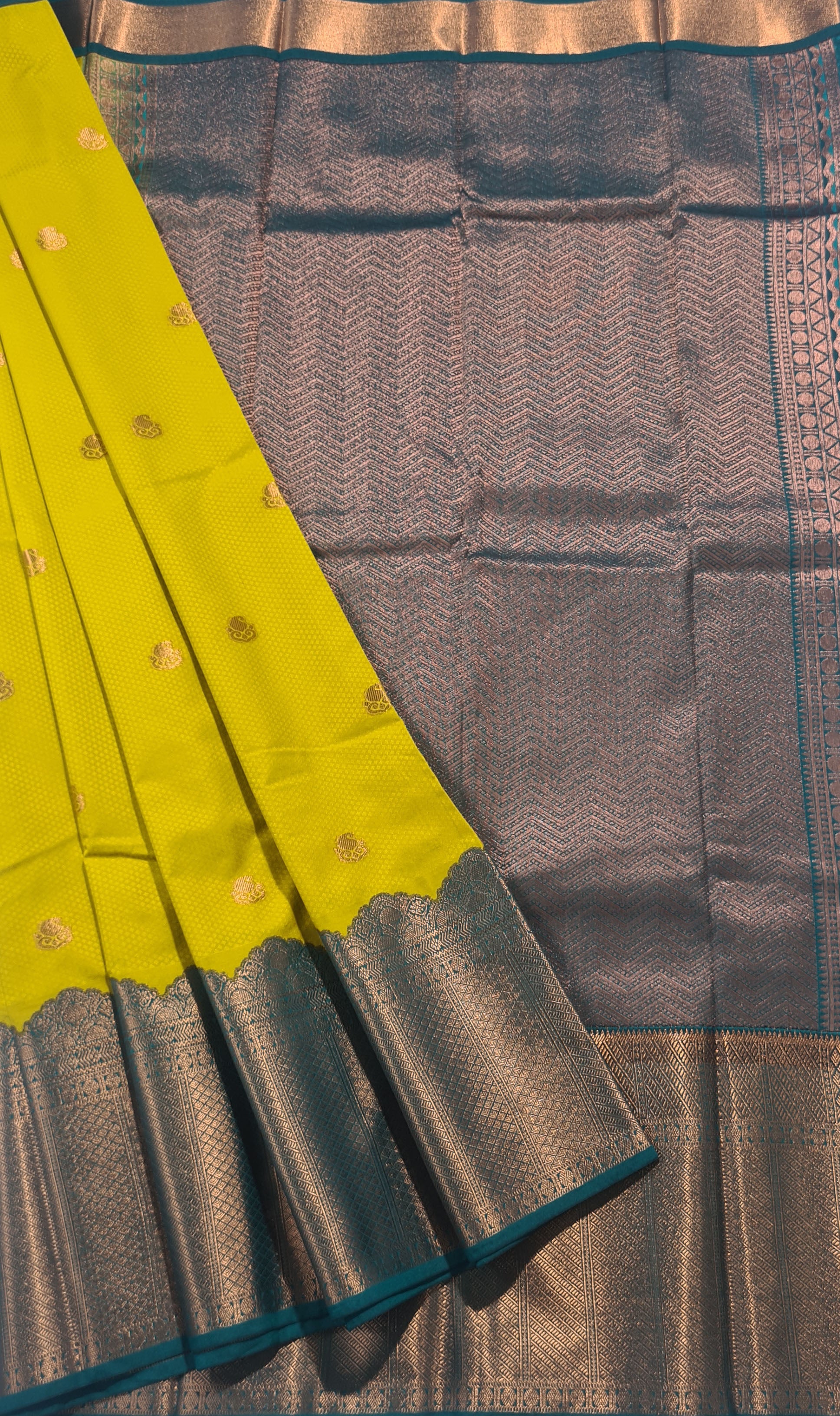 Kanchi Vegan Silk Saree With Contrast Blouse and Rich Jari Pallu