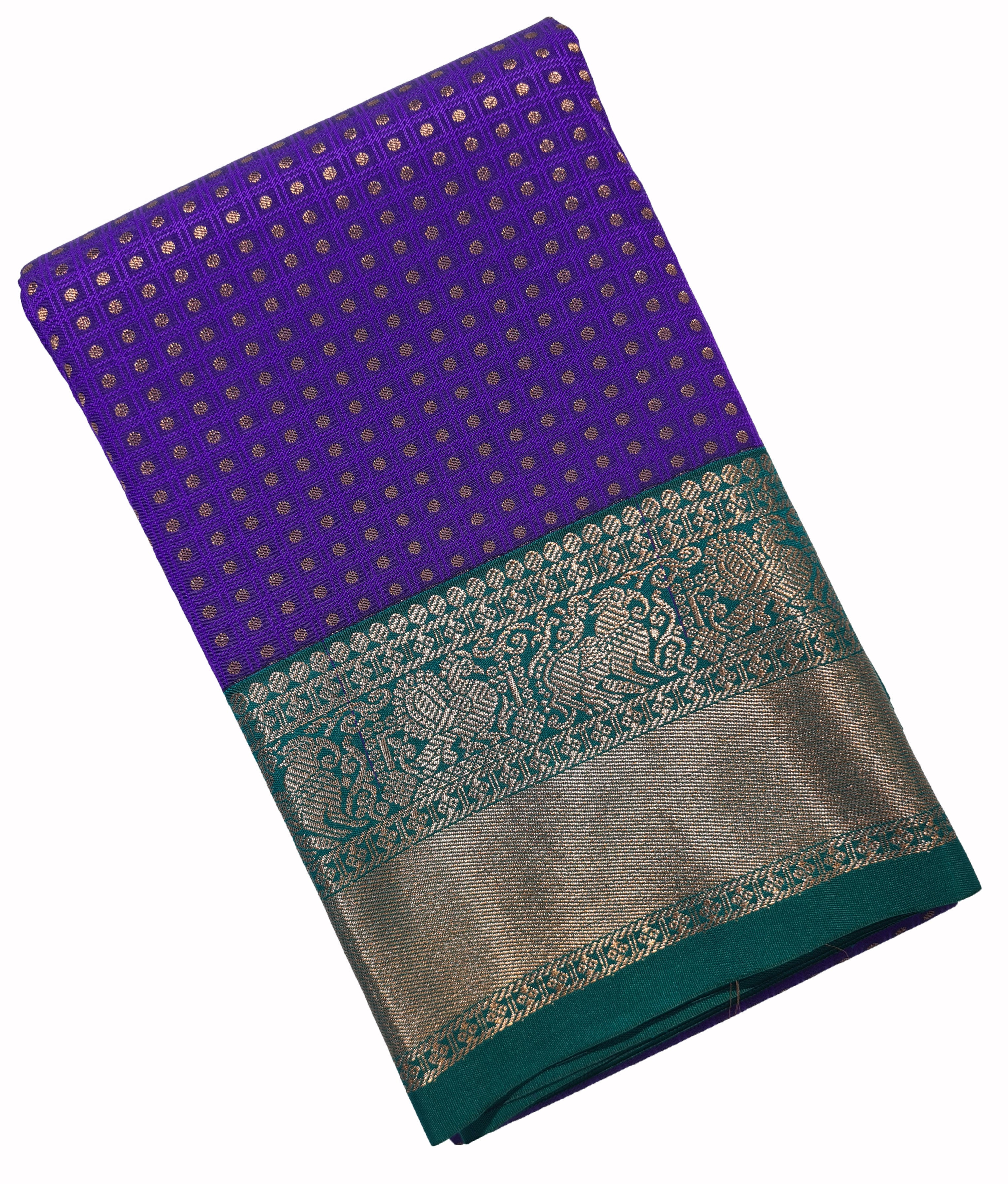 Kanchi Vegan Silk Saree With Contrast Blouse and Rich Jari Pallu