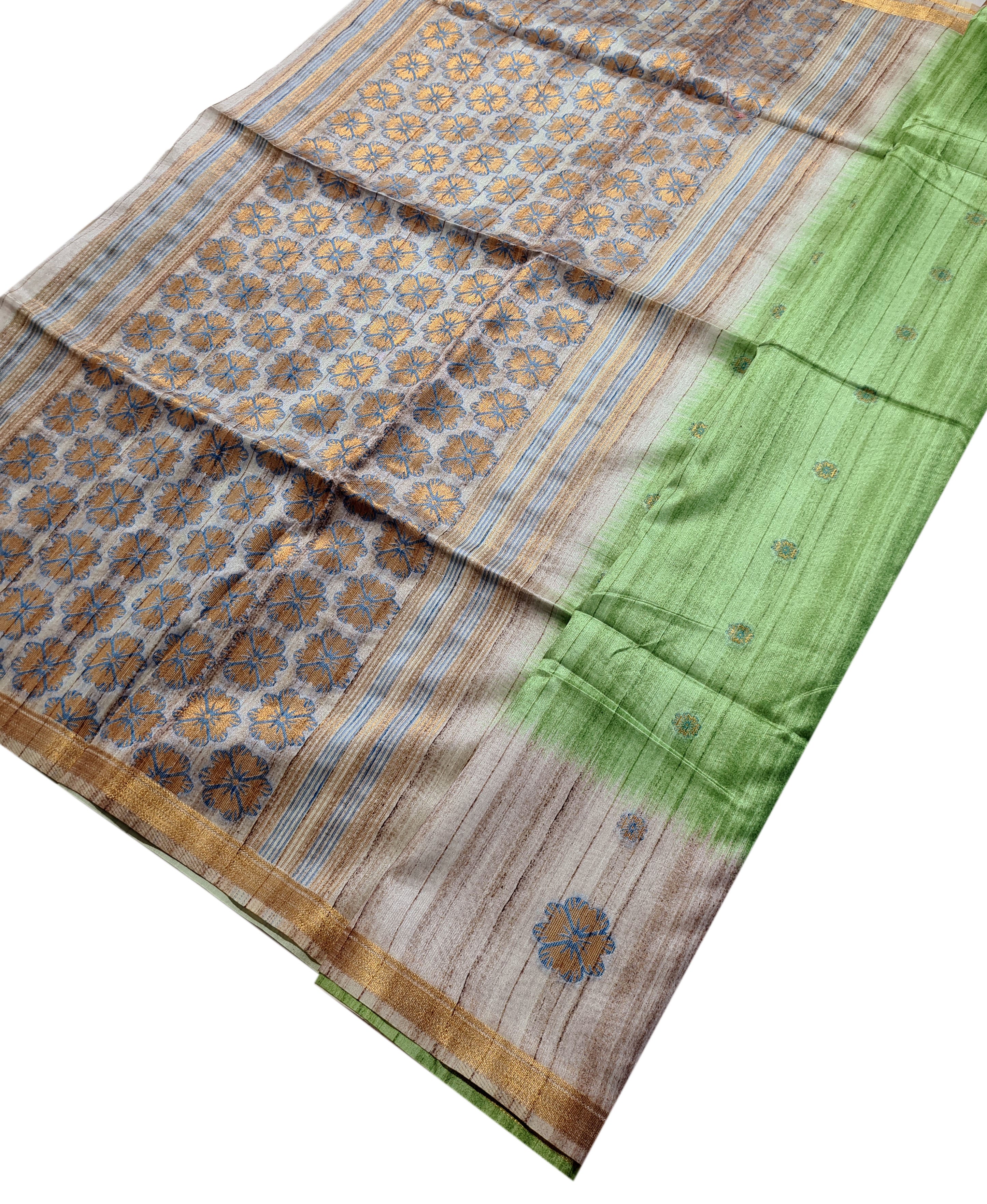 Semi Tussar  Antic Design Sarees