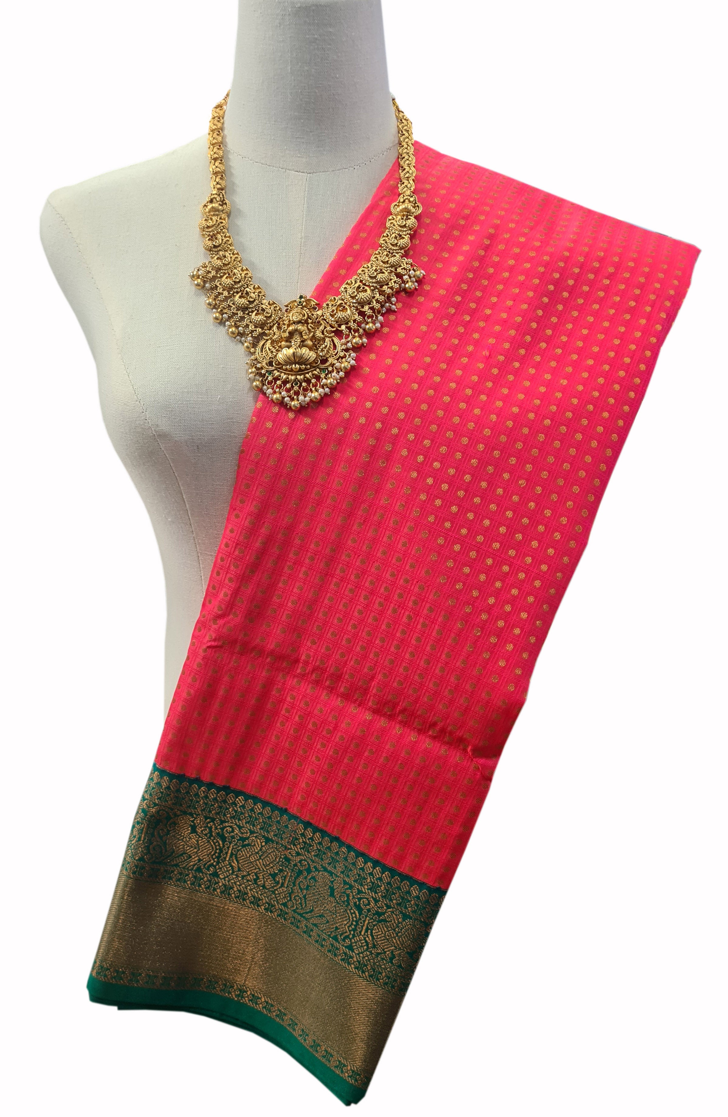 Kanchi Vegan Silk Saree With Contrast Blouse and Rich Jari Pallu