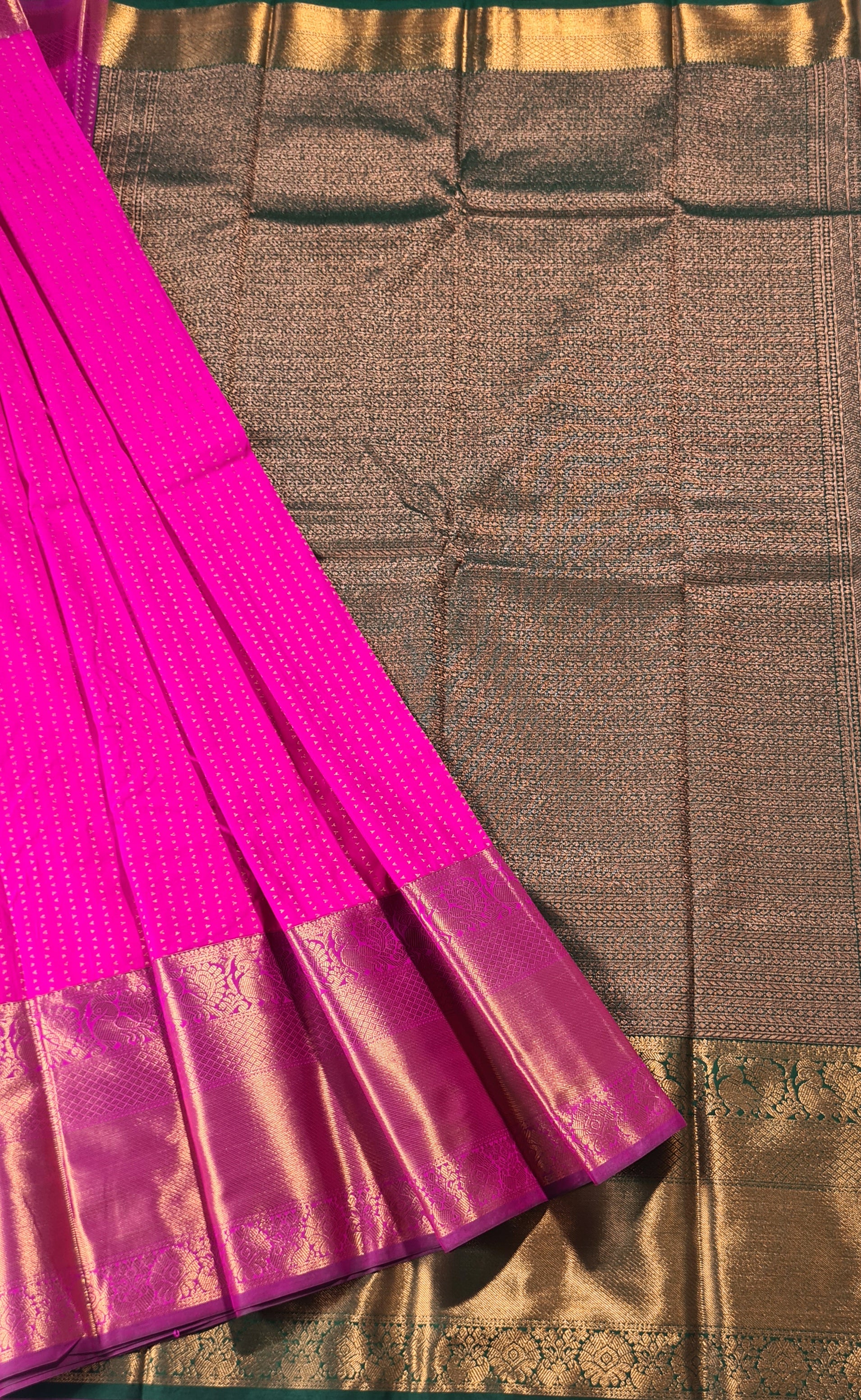 Kanchi Vegan Silk Saree With Contrast Blouse and Rich Jari Pallu
