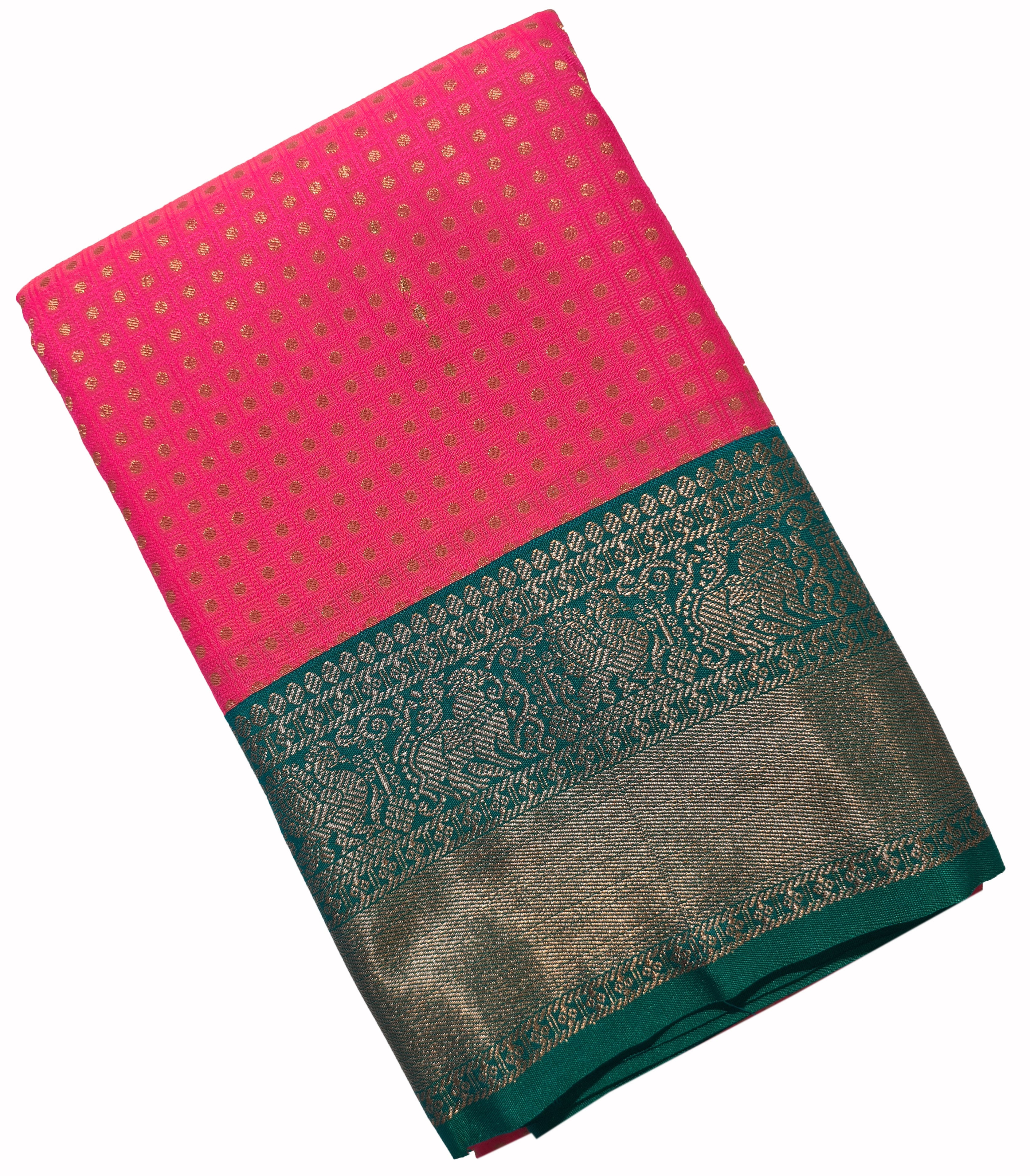 Kanchi Vegan Silk Saree With Contrast Blouse and Rich Jari Pallu