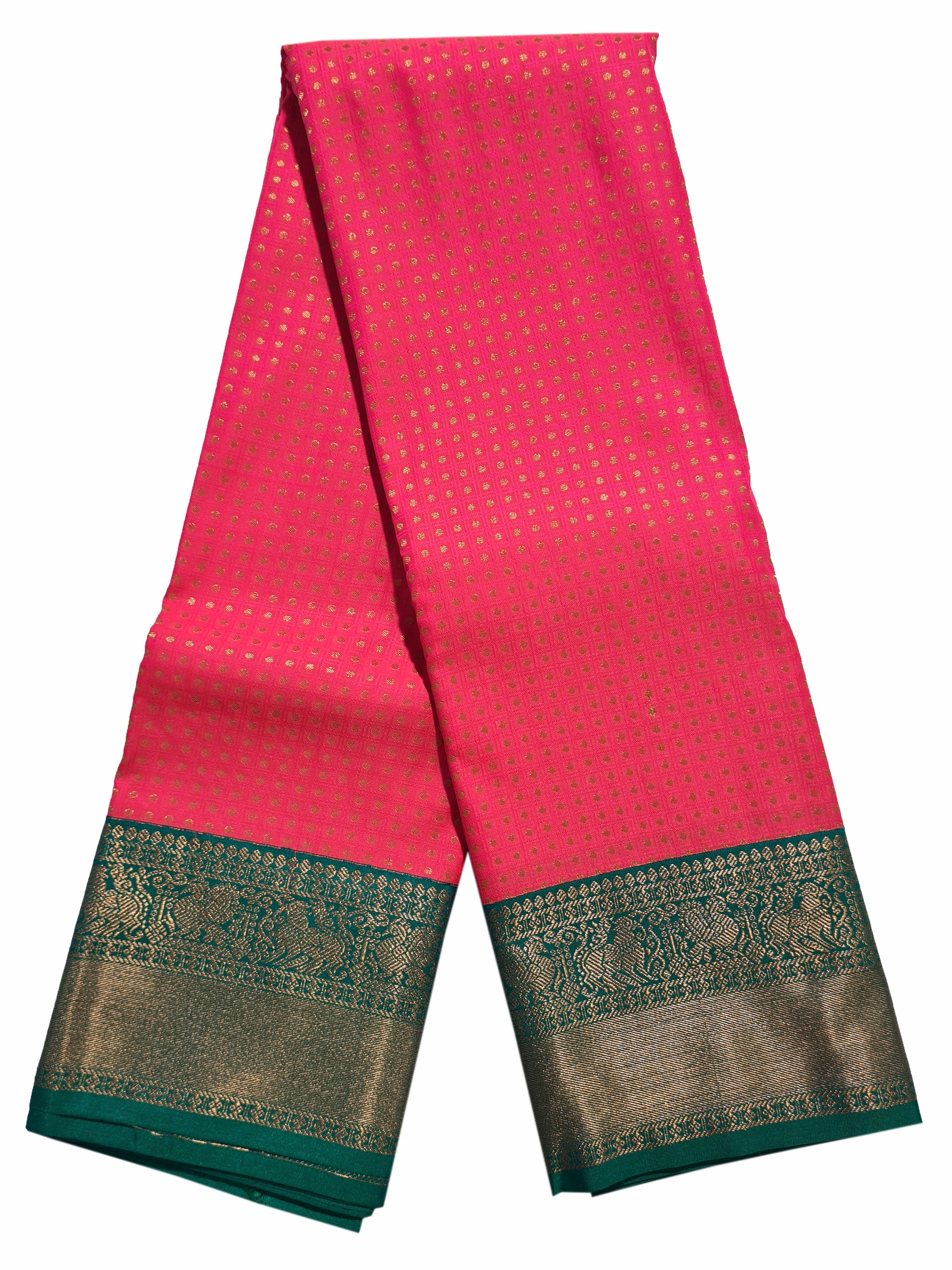 Kanchi Vegan Silk Saree With Contrast Blouse and Rich Jari Pallu