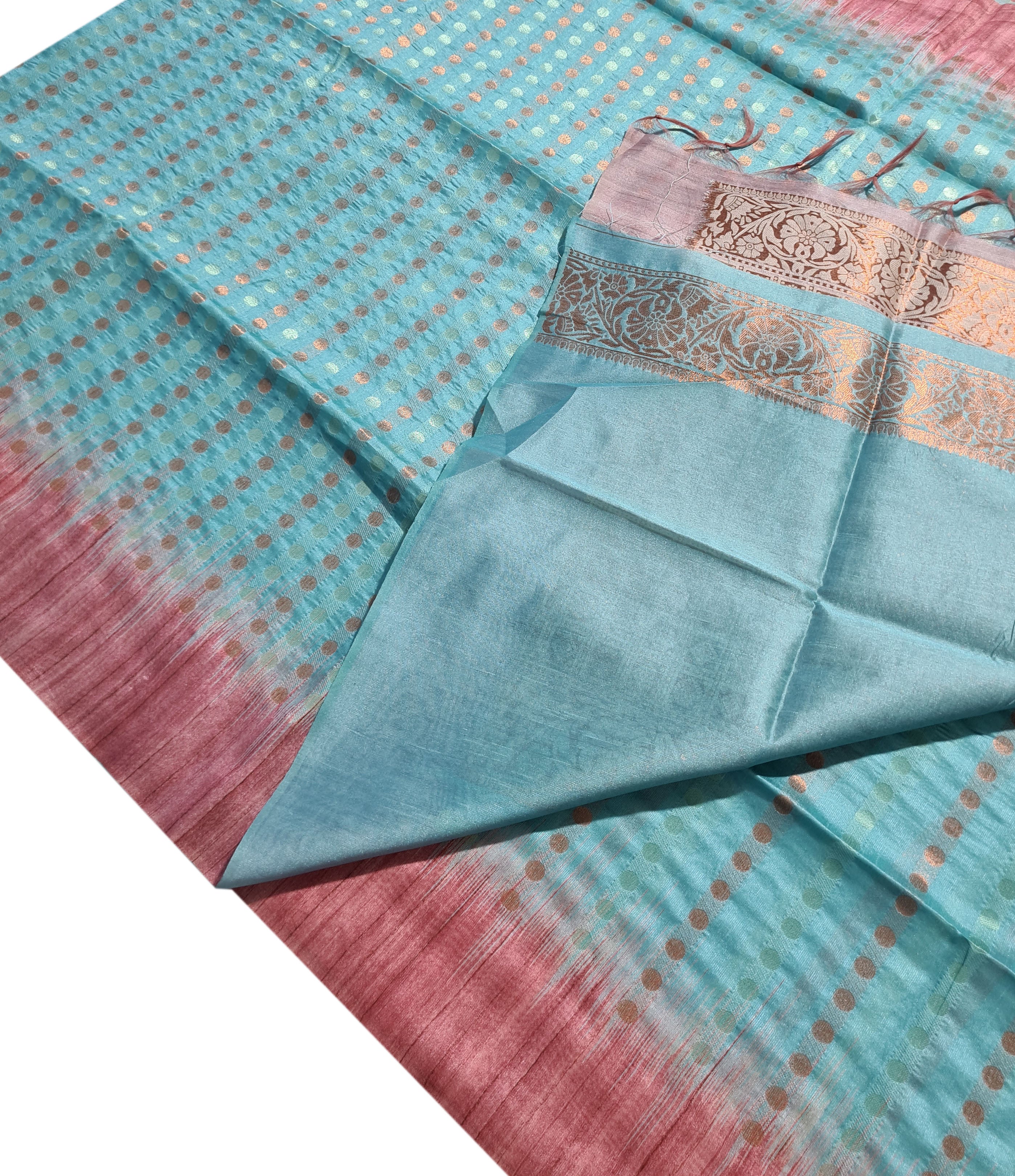 Semi Tussar  Antic Design Sarees