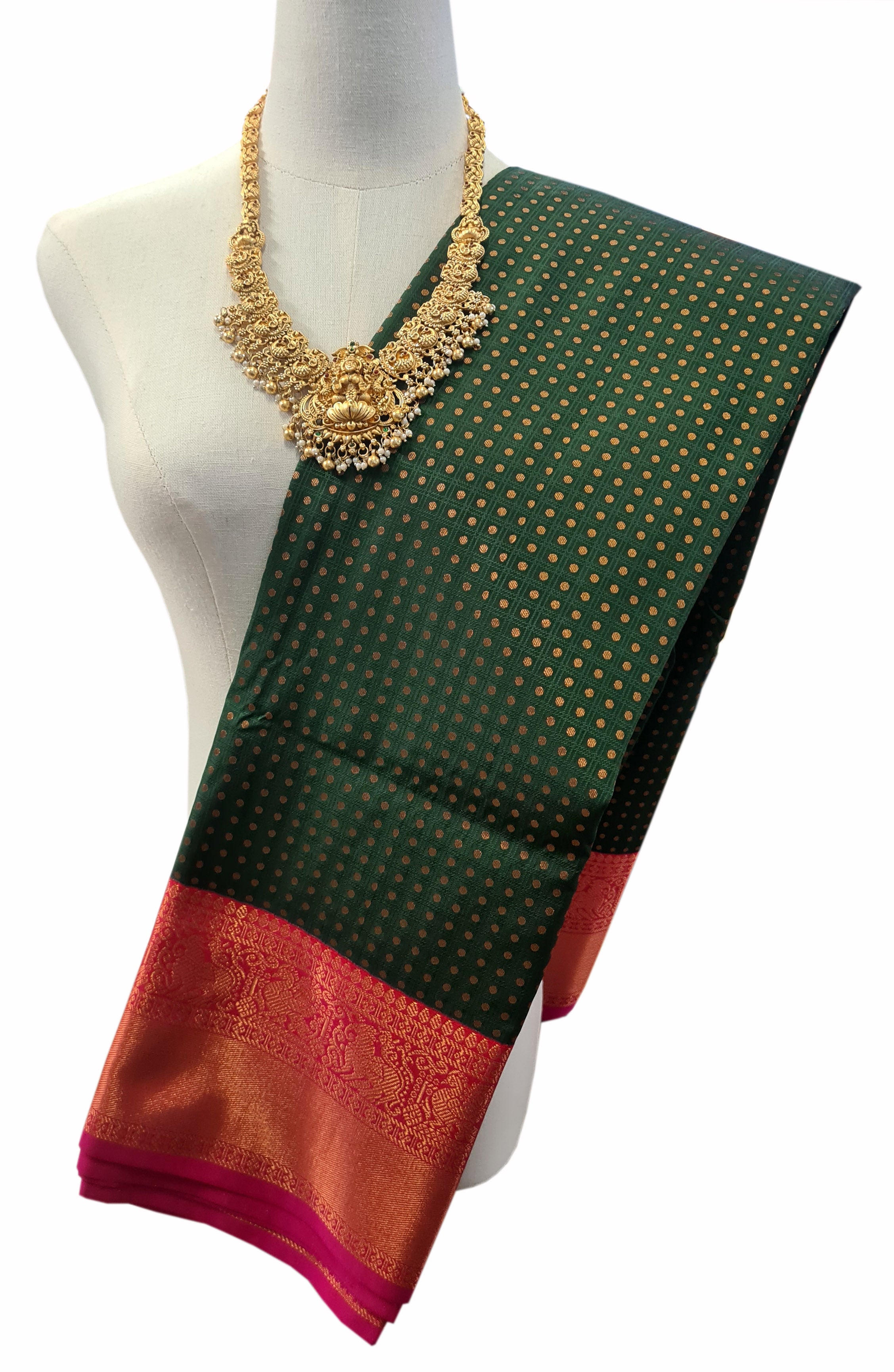 Kanchi Vegan Silk Saree With Contrast Blouse and Rich Jari Pallu
