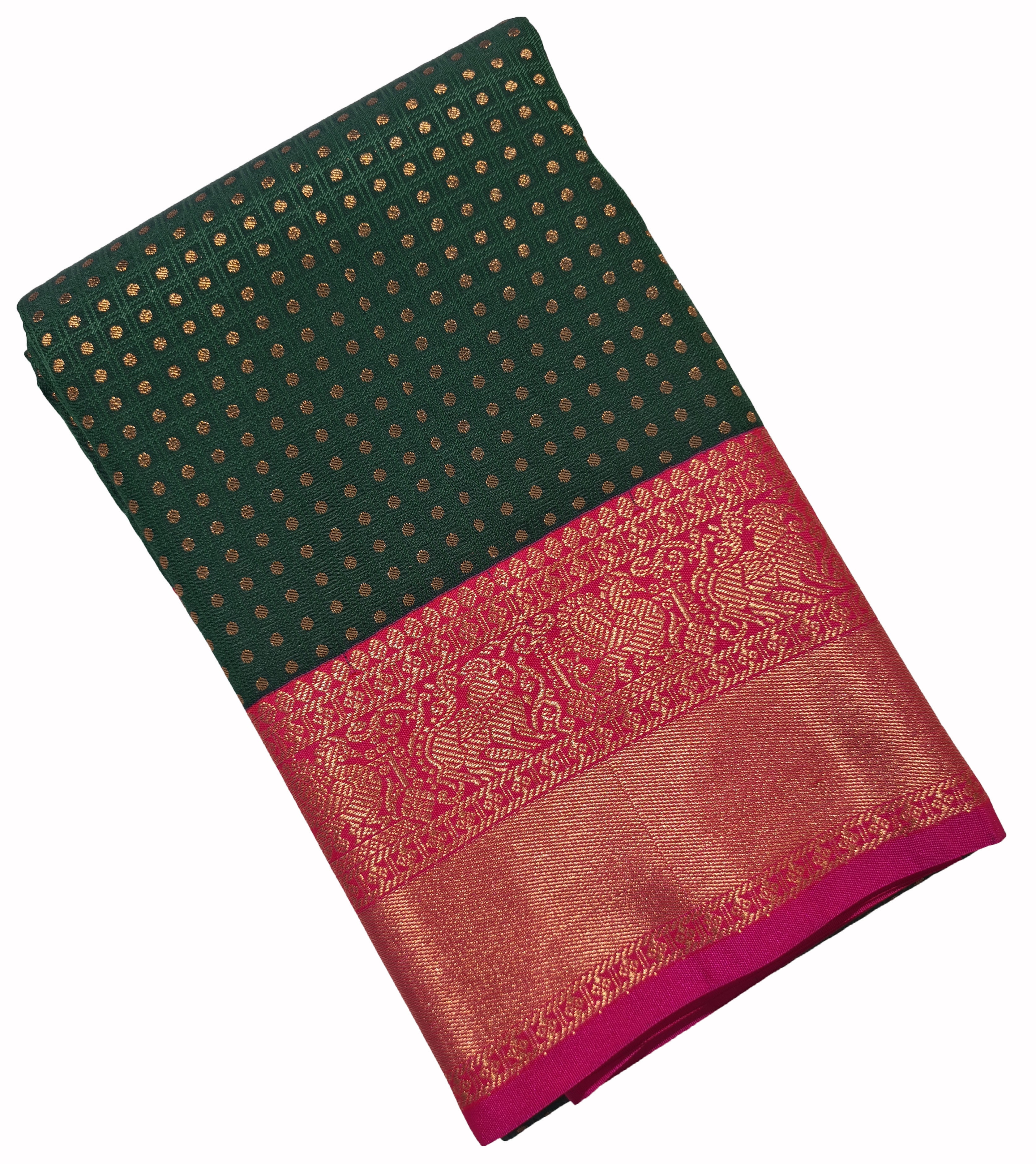 Kanchi Vegan Silk Saree With Contrast Blouse and Rich Jari Pallu
