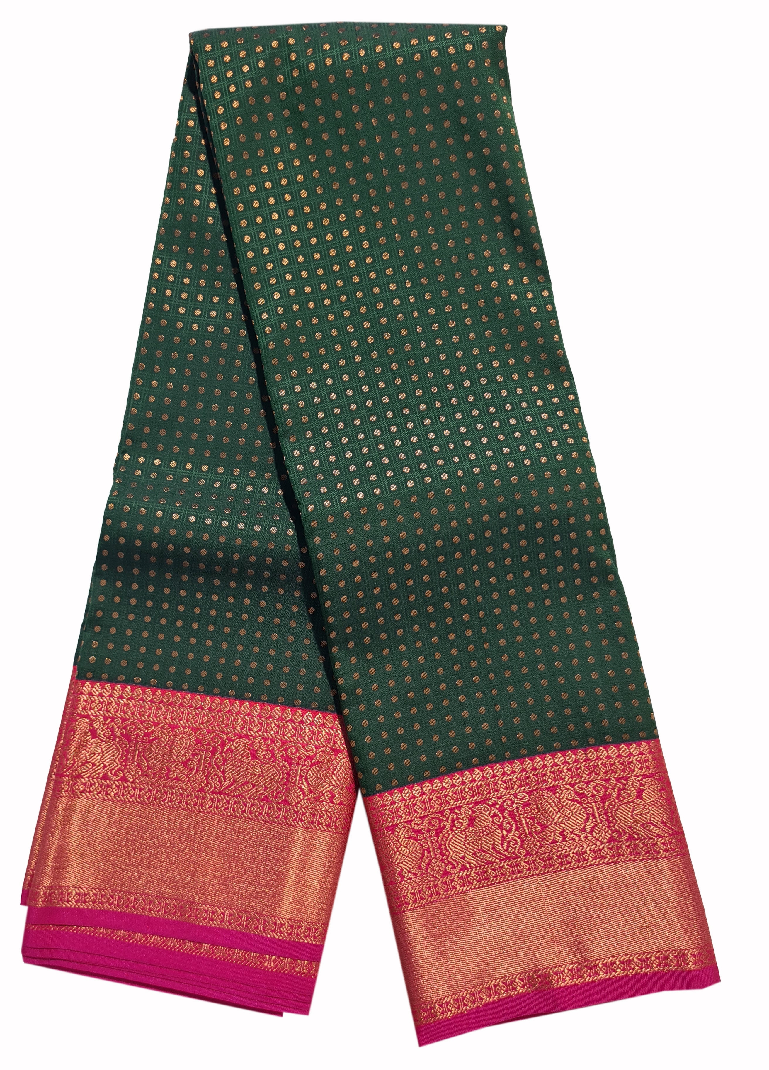 Kanchi Vegan Silk Saree With Contrast Blouse and Rich Jari Pallu