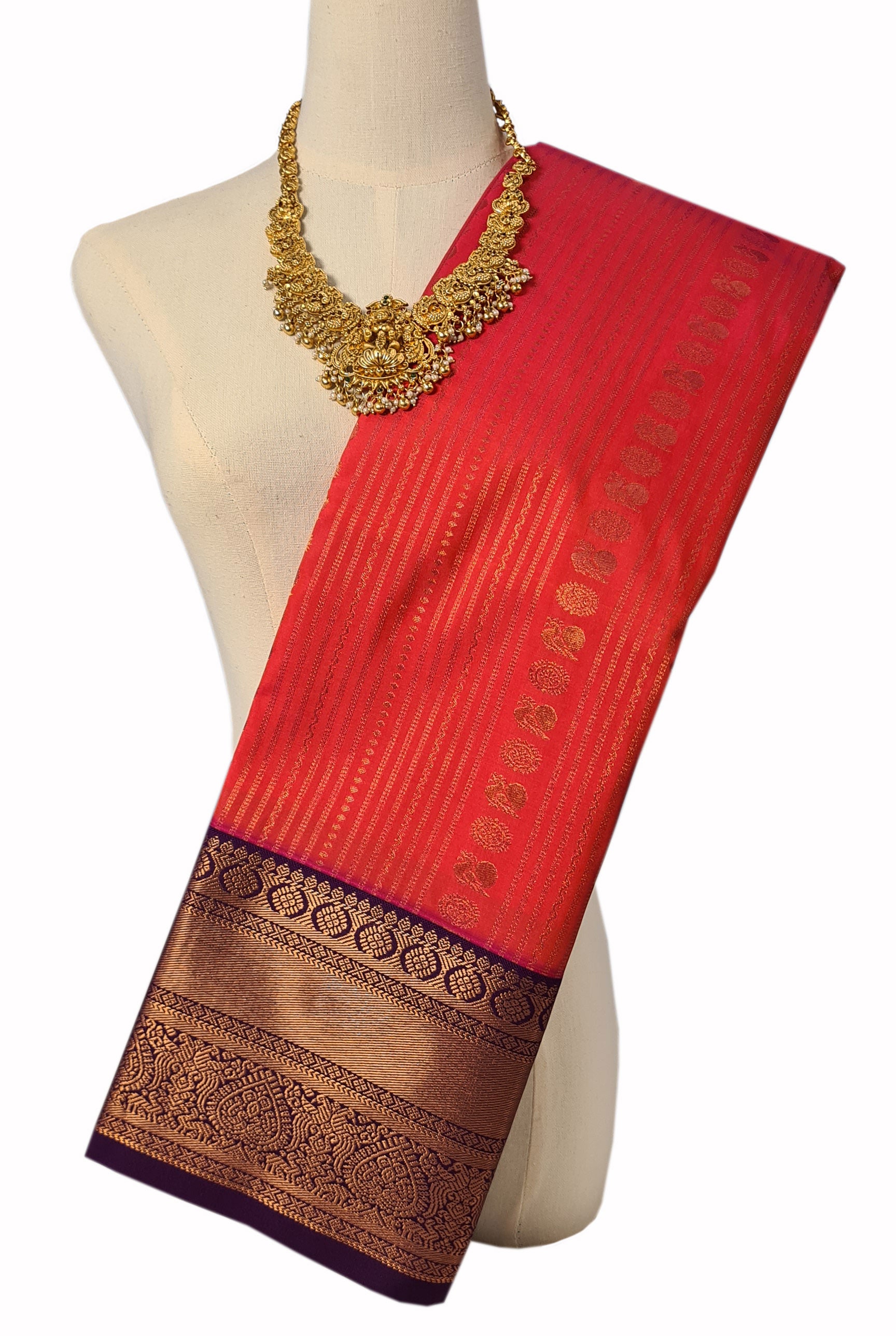 Kanchi Vegan Silk Saree With Contrast Blouse and Rich Jari Pallu