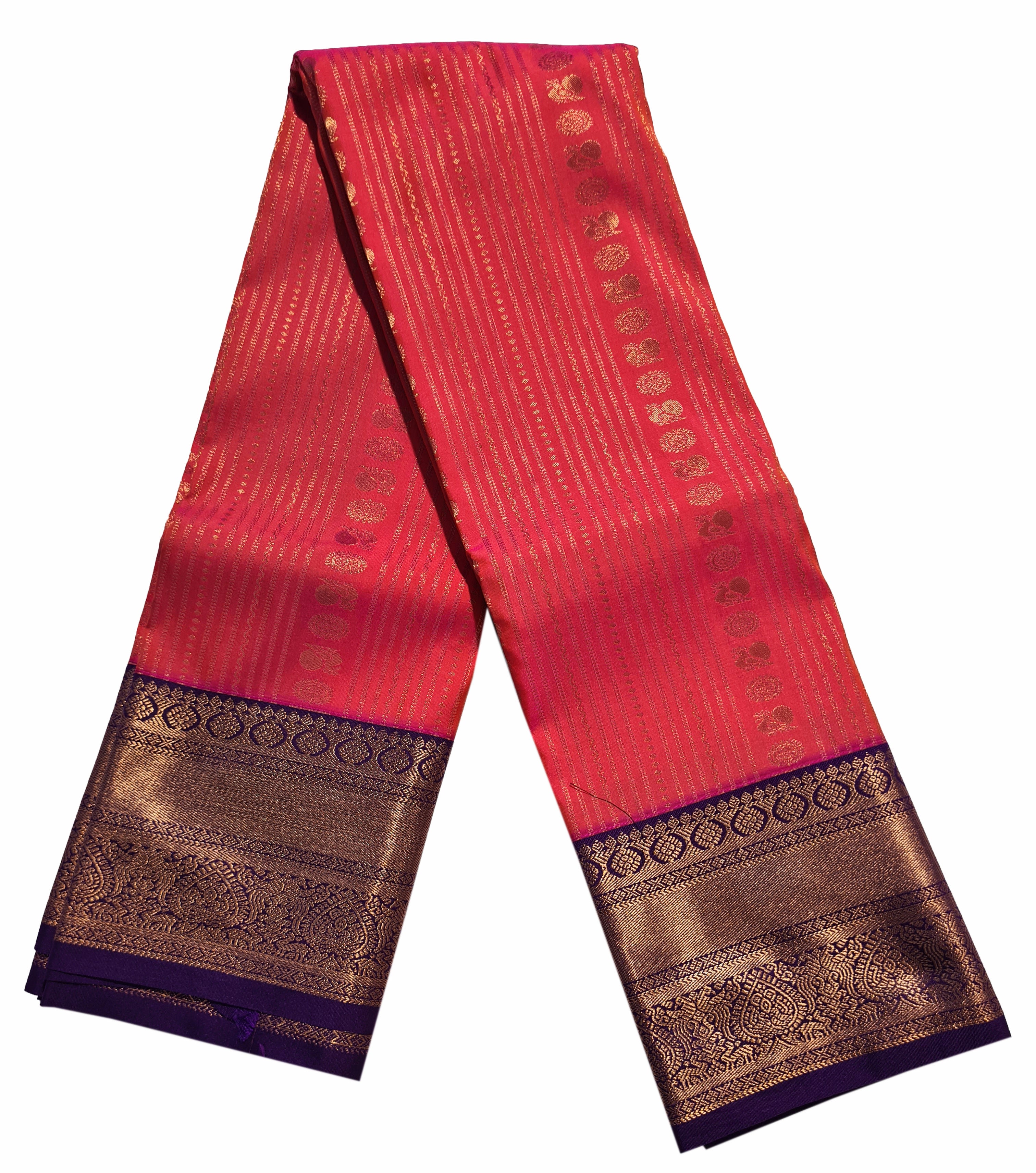 Kanchi Vegan Silk Saree With Contrast Blouse and Rich Jari Pallu
