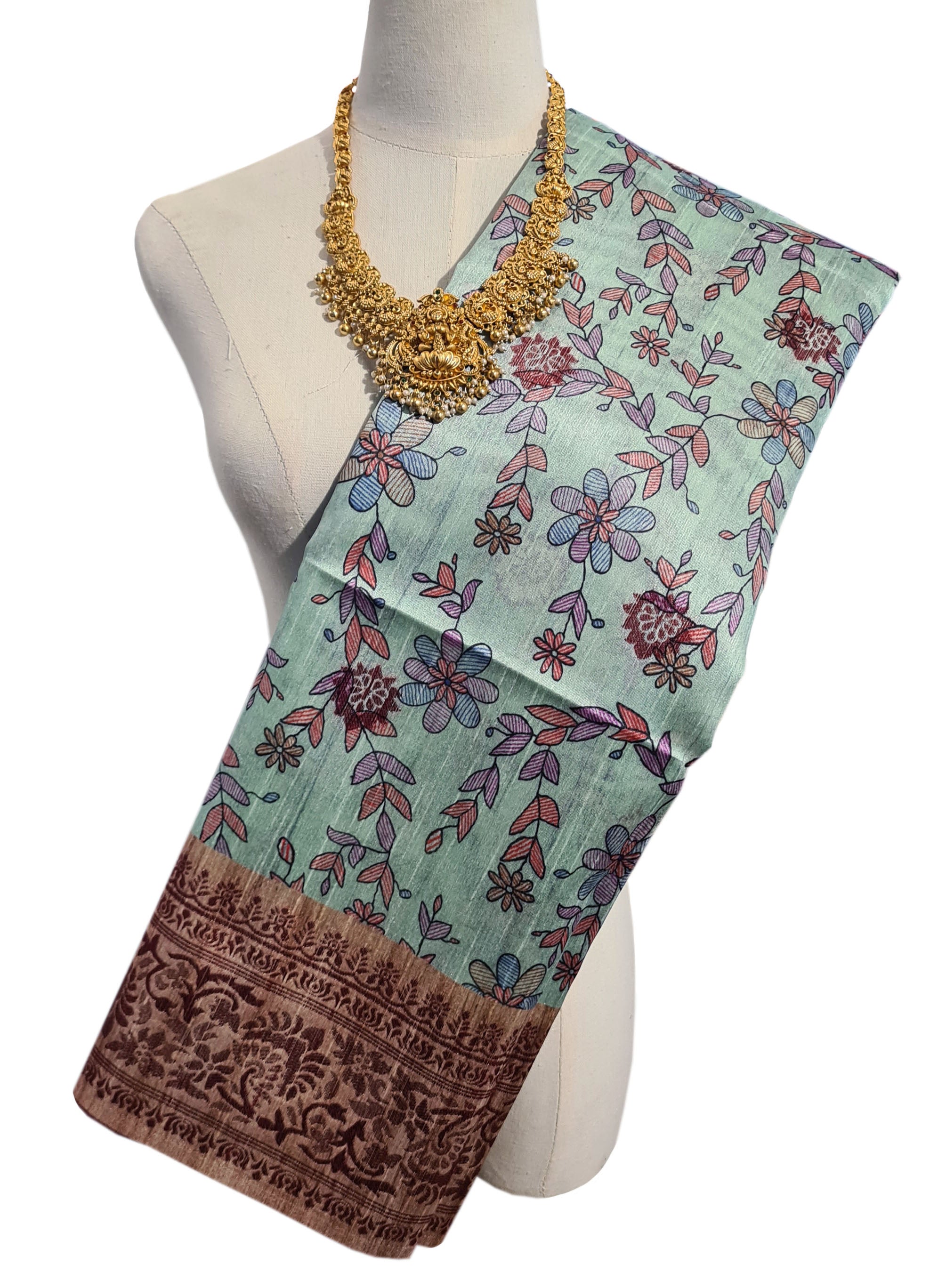 Semi Tussar Antic Design Sarees