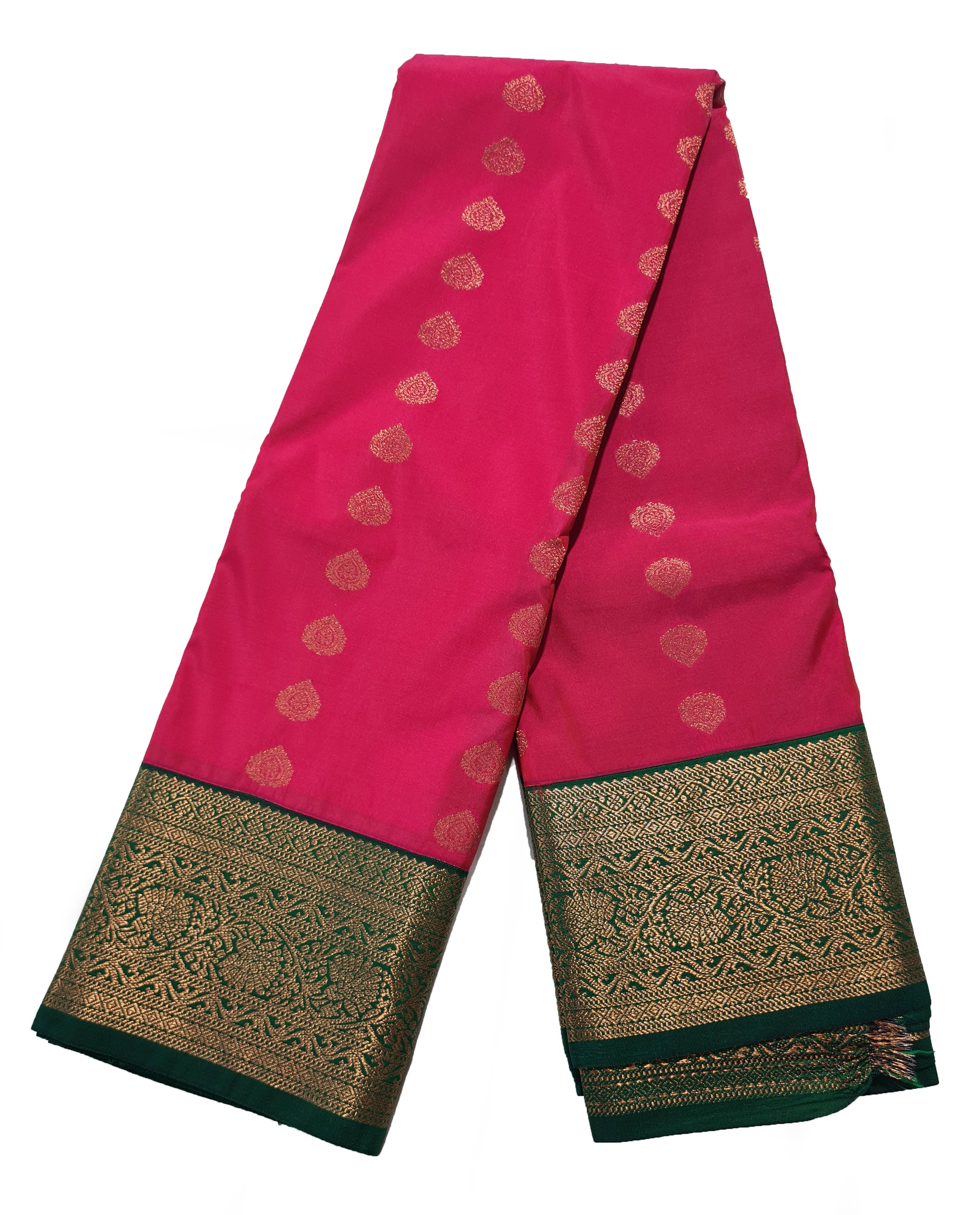 Kanchi Vegan Silk Saree With Contrast Blouse and Rich Jari Pallu