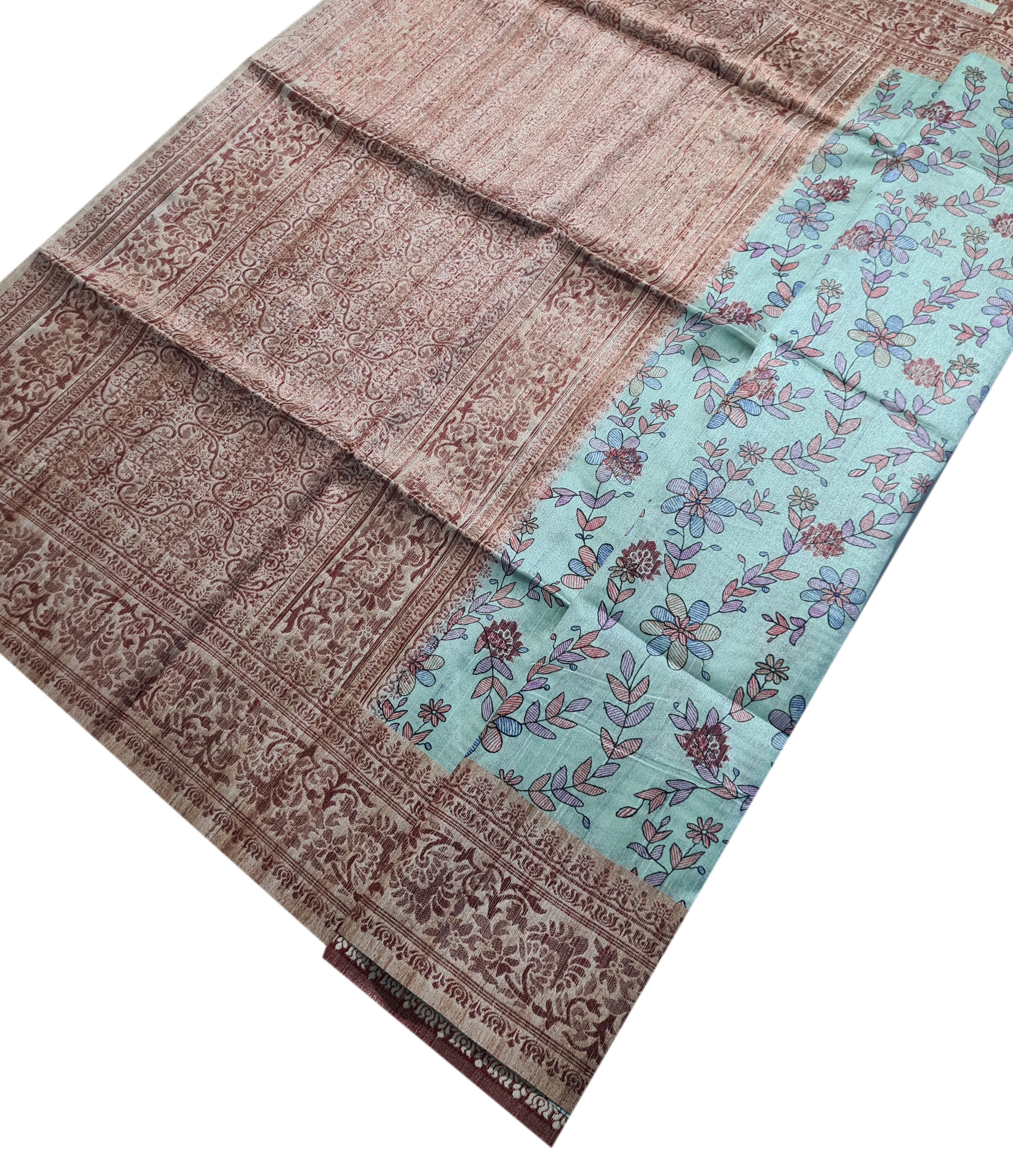 Semi Tussar Antic Design Sarees