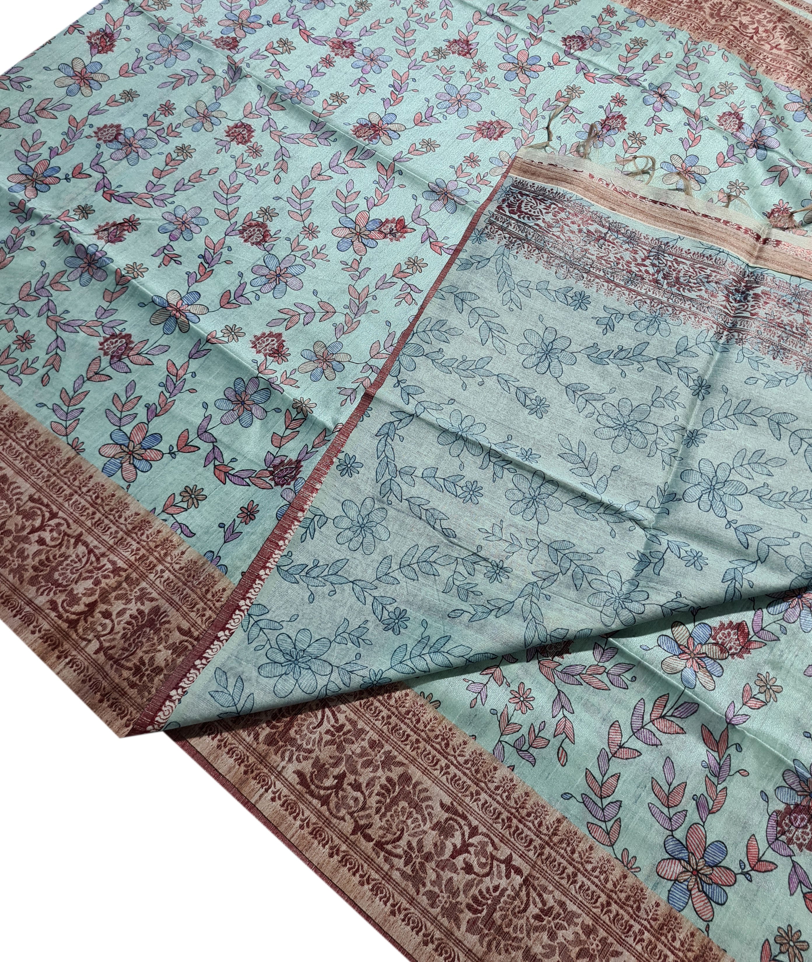 Semi Tussar Antic Design Sarees