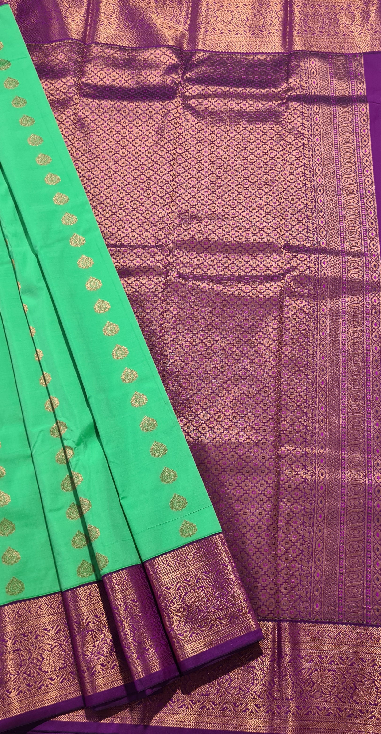 Kanchi Vegan Silk Saree With Contrast Blouse and Rich Jari Pallu