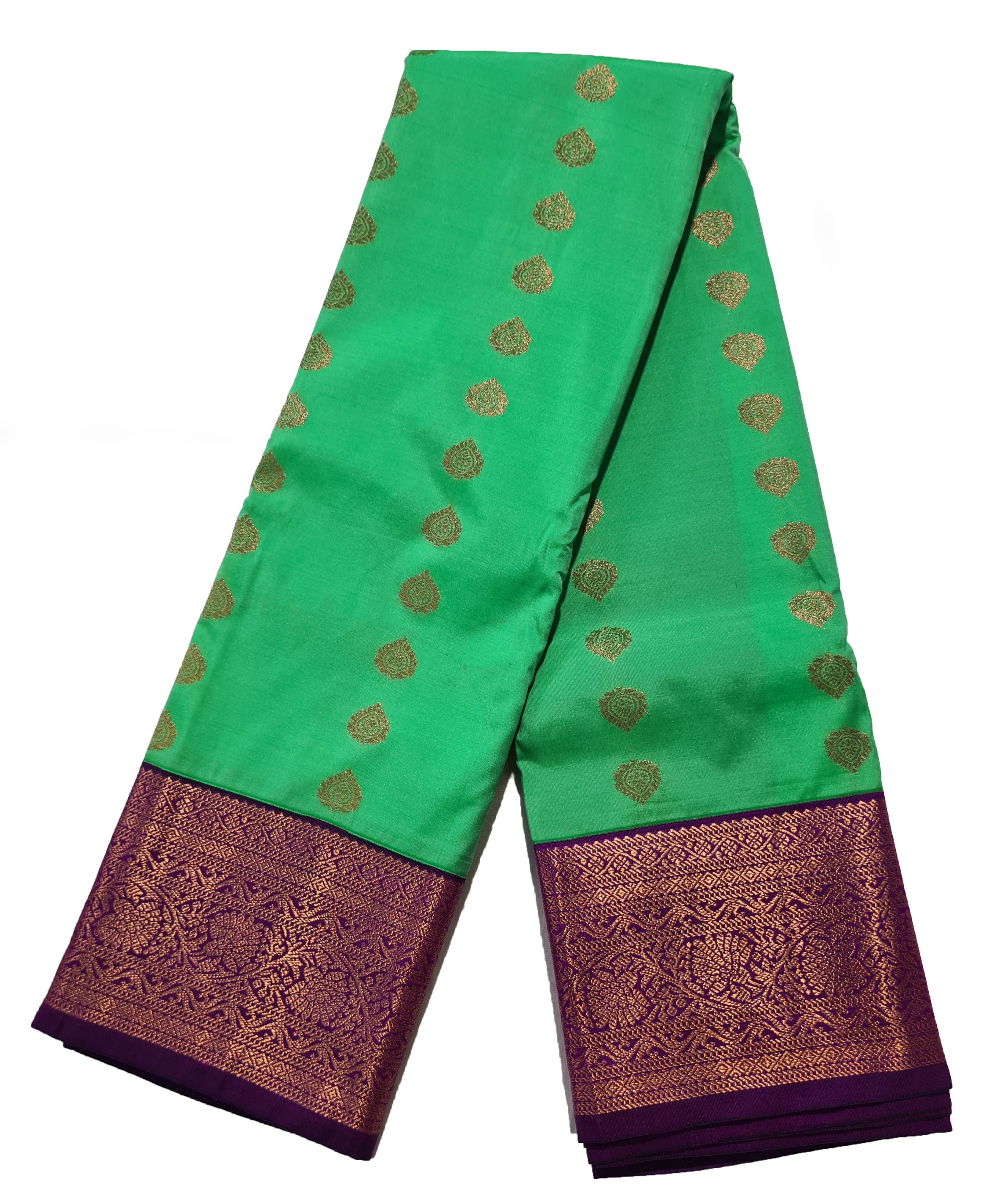 Kanchi Vegan Silk Saree With Contrast Blouse and Rich Jari Pallu